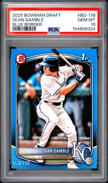 2025 BOWMAN DRAFT BD-178 SEAN GAMBLE BLUE /150 PSA 10