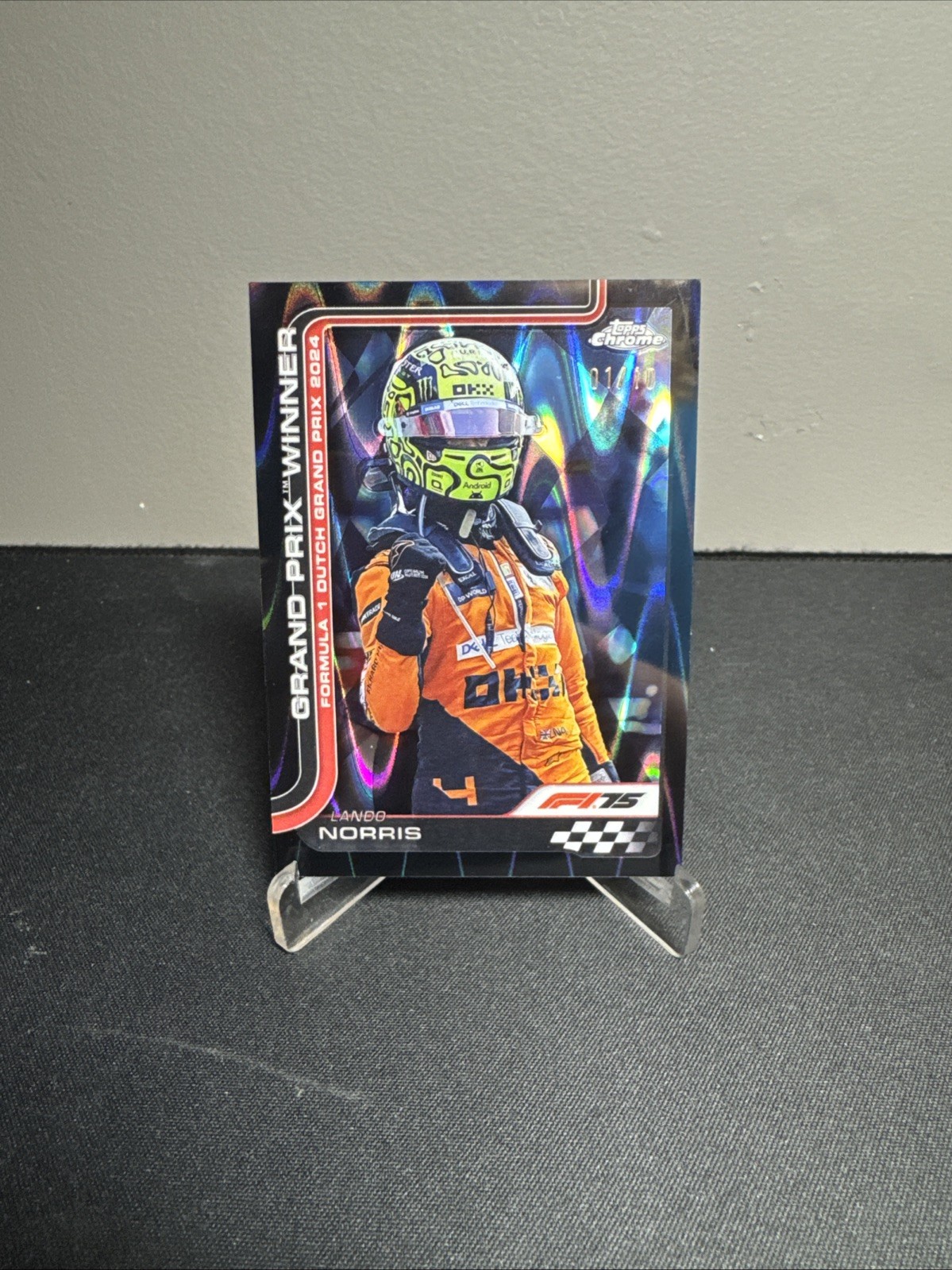 2025 Topps Chrome F1-Lando Norris Black Raywave 1/10 Grand Prix Winner #107