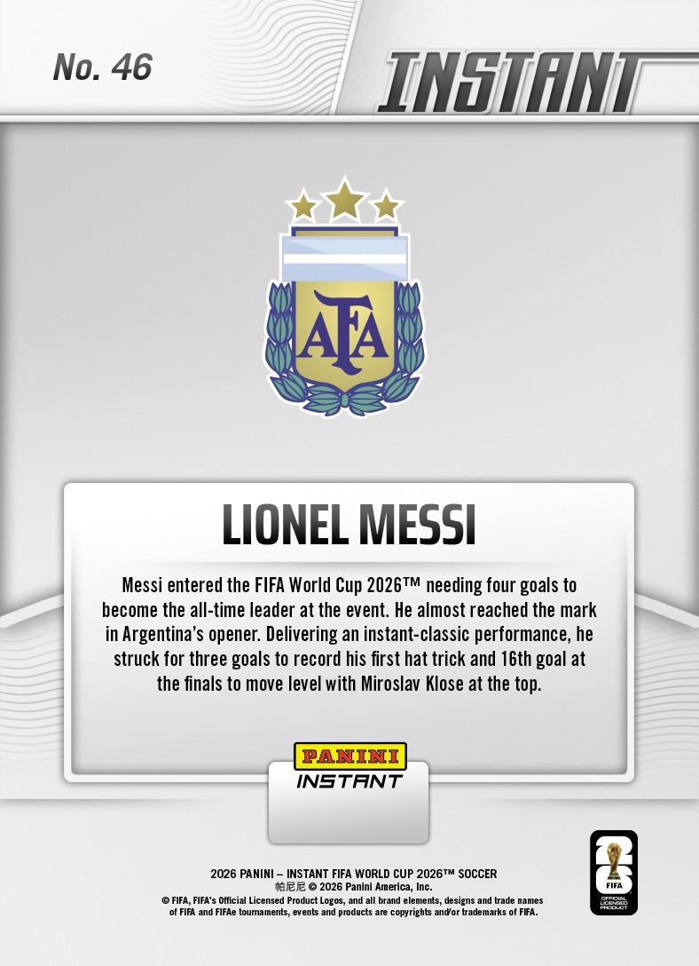 *PRESALE* 2026 Panini Instant FIFA World Cup Lionel Messi #46 ~ Argentina
