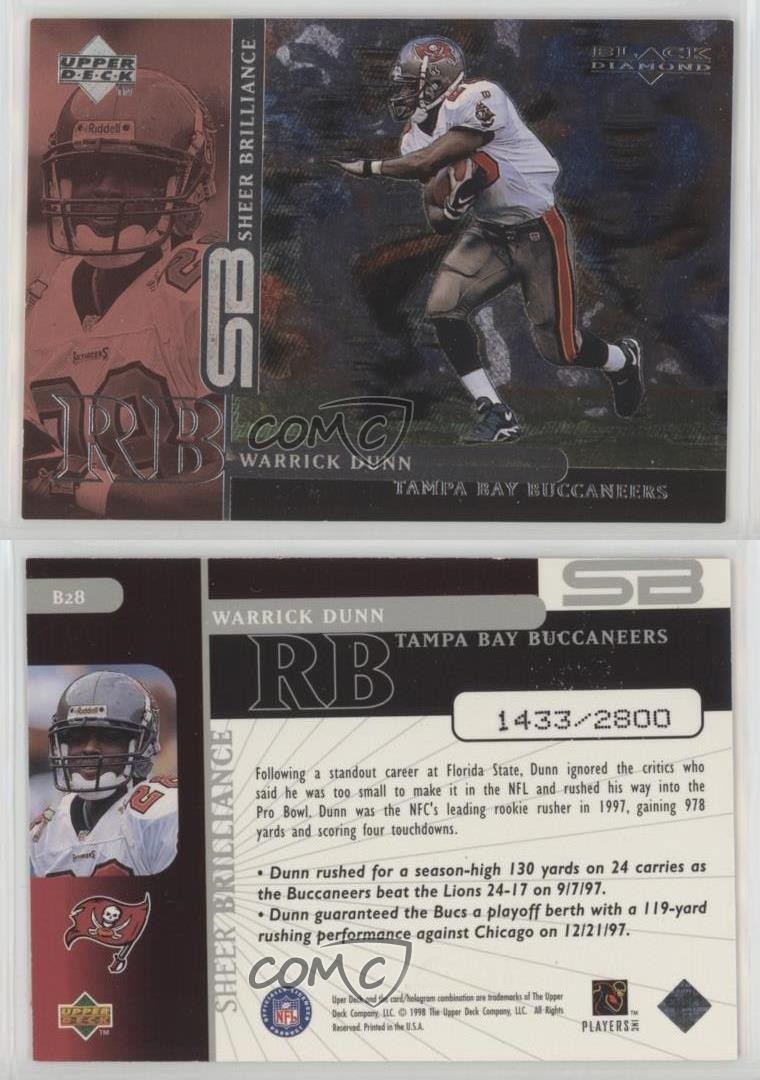 1998 Black Diamond Rookie Edition Sheer Brilliance /2800 Warrick Dunn #B28 md3