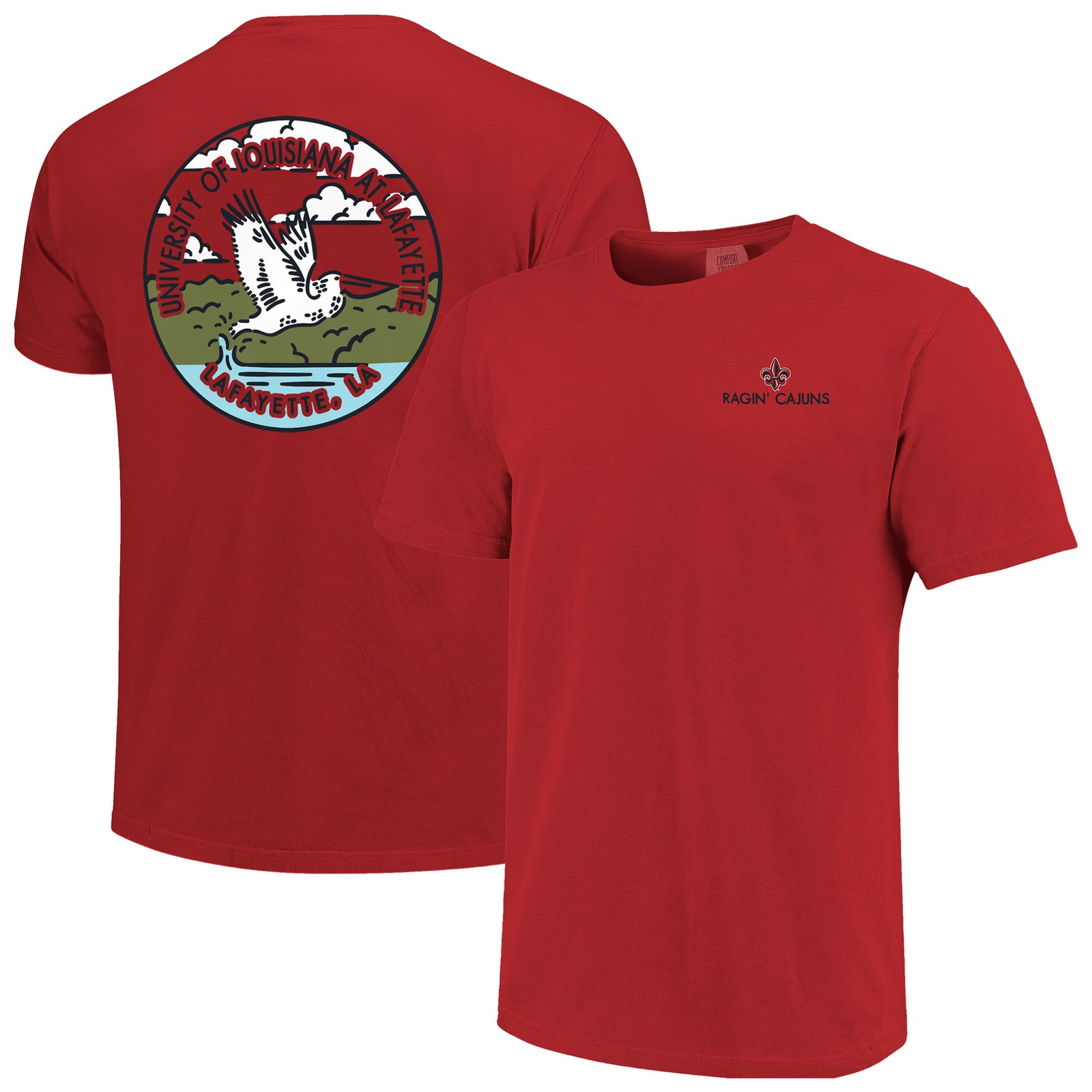 Unisex Cardinal Louisiana Ragin’ Cajuns Scenic Comfort Colors T-Shirt