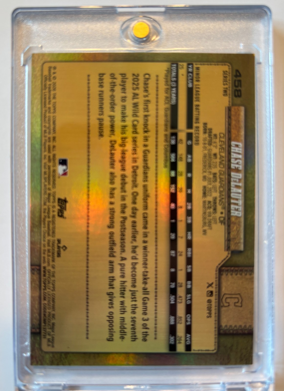 2026 Topps Series 2 Chase DeLauter Golden Mirror Variation SSP #458 PSA 8-10?