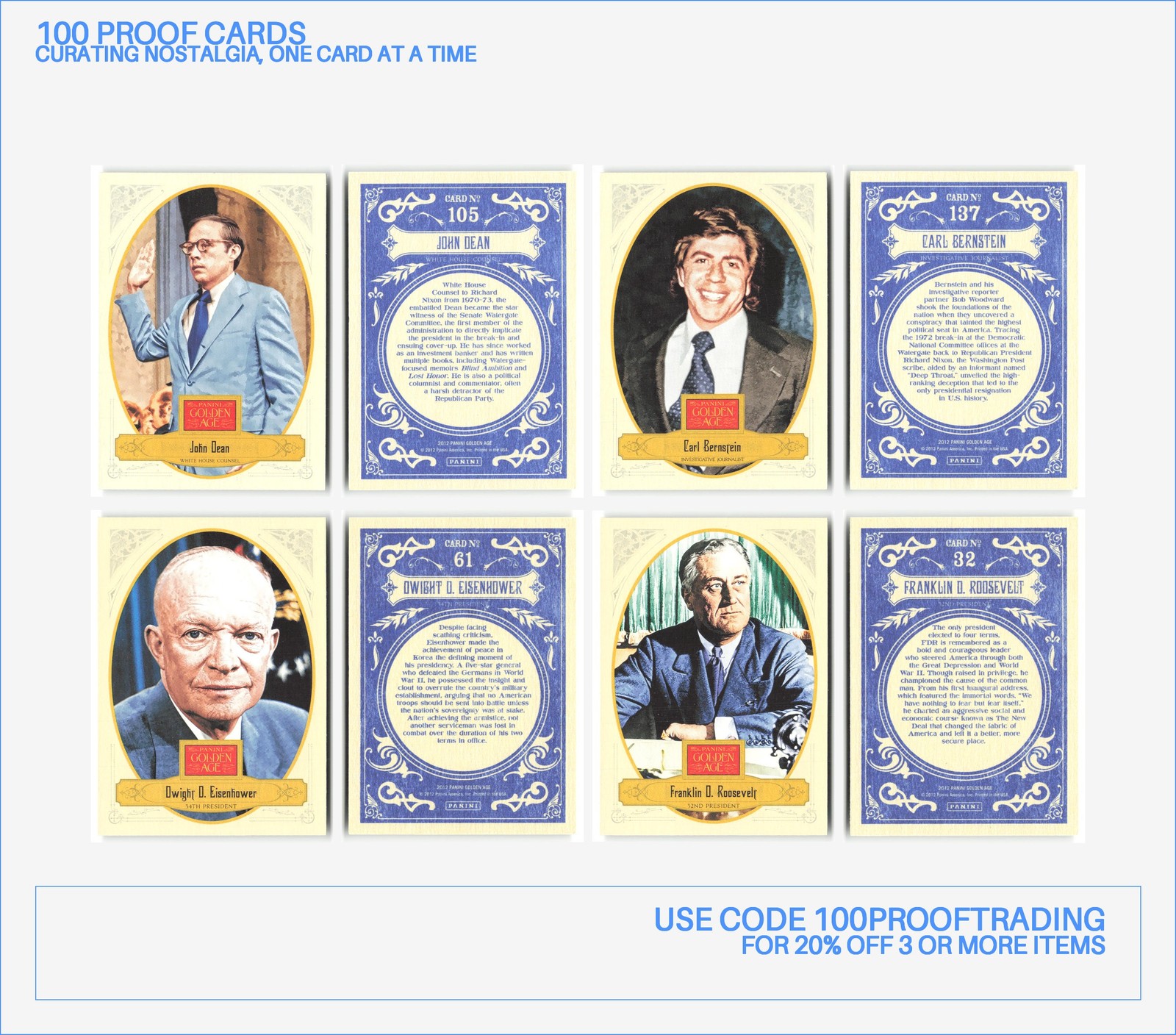 Panini Golden Age Lot 70 Trading Cards – 2012, 2014, Golf, Pop Culture, Politics