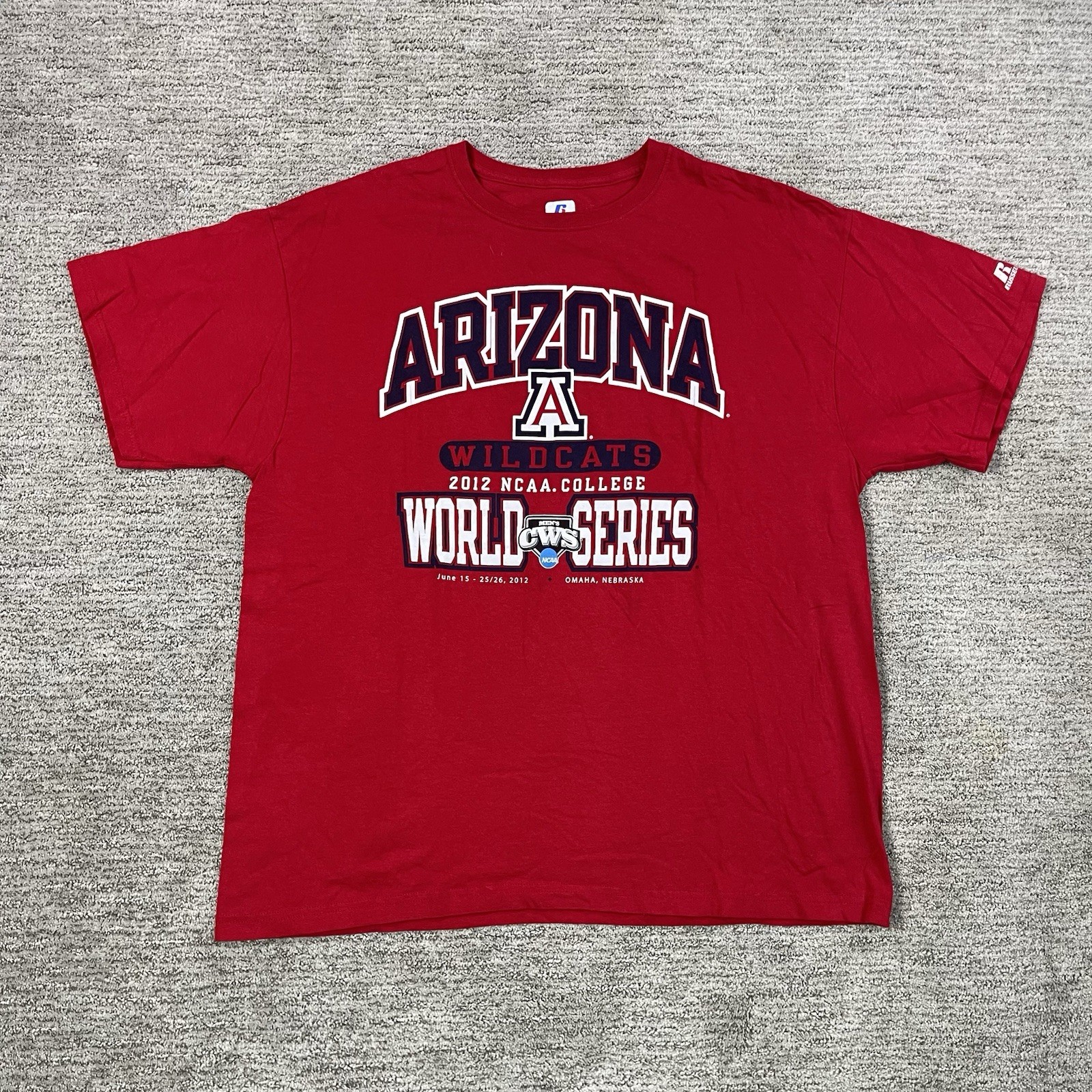 Arizona Wildcats Baseball T Shirt Adult Extra Large 2012 World Series NCAA Mens