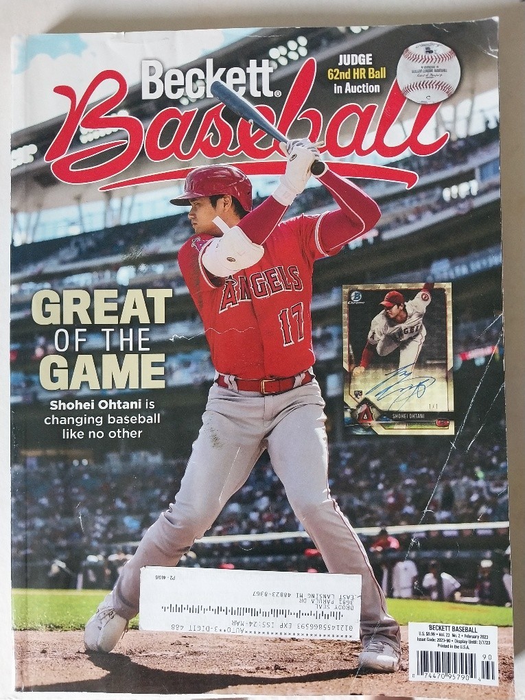 Beckett Baseball Price Guide Magazine February 2023 Shohei Ohtani RC Cover