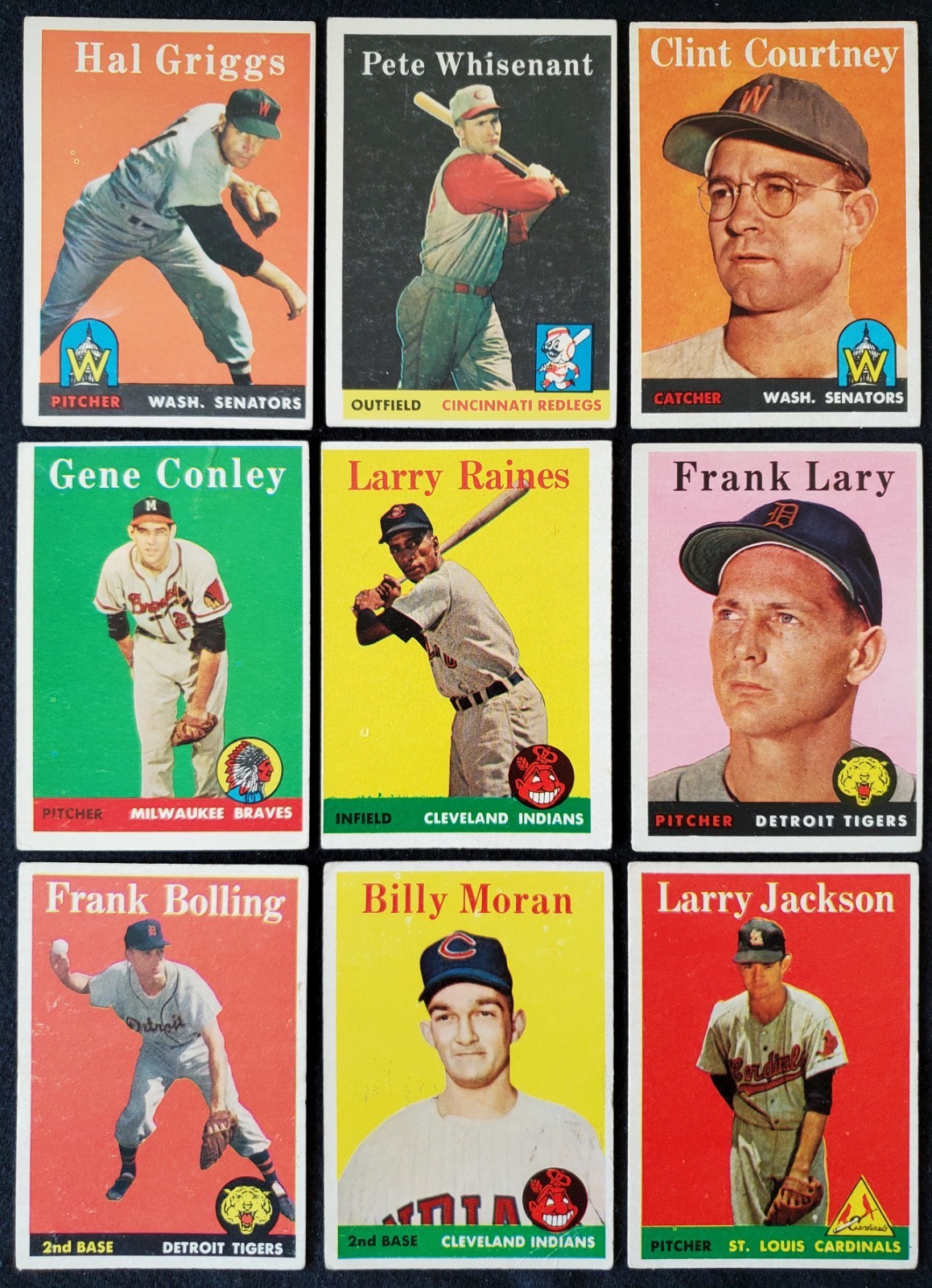 1958 MLB 9x HOF MVP All-Star Legends Topps Tall Cards