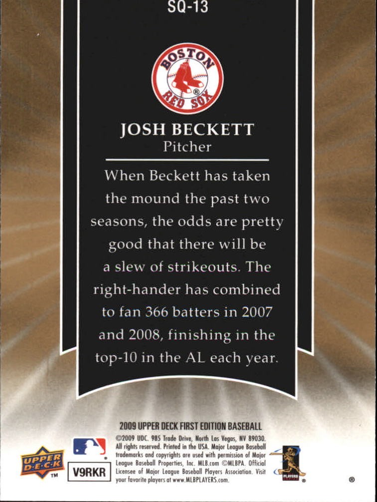 2009 Upper Deck First Edition Starquest #SQ13 Josh Beckett – BB