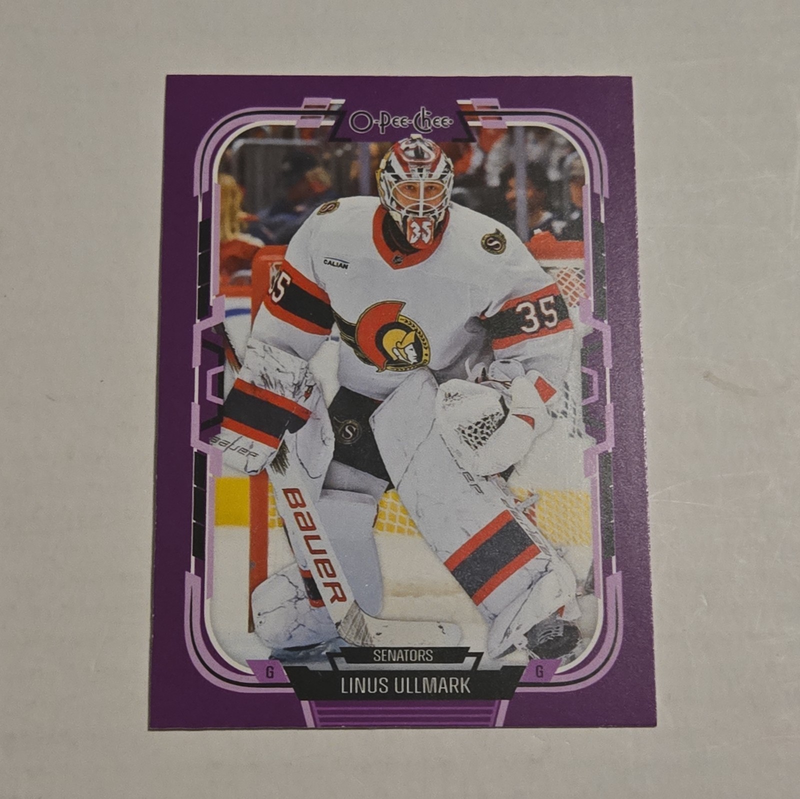 2025-26 O-Pee-Chee – Linus Ullmark #34 Purple Border /49