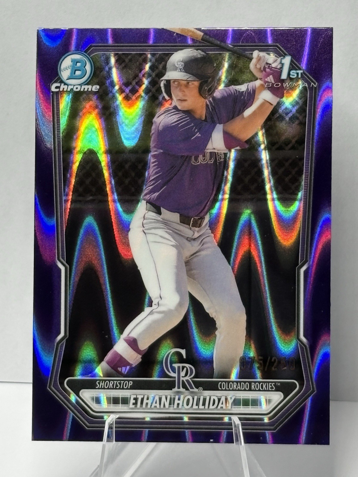 2026 Bowman Chrome Ethan Holliday Purple Wave /250 1st Bowman Colorado Rockies