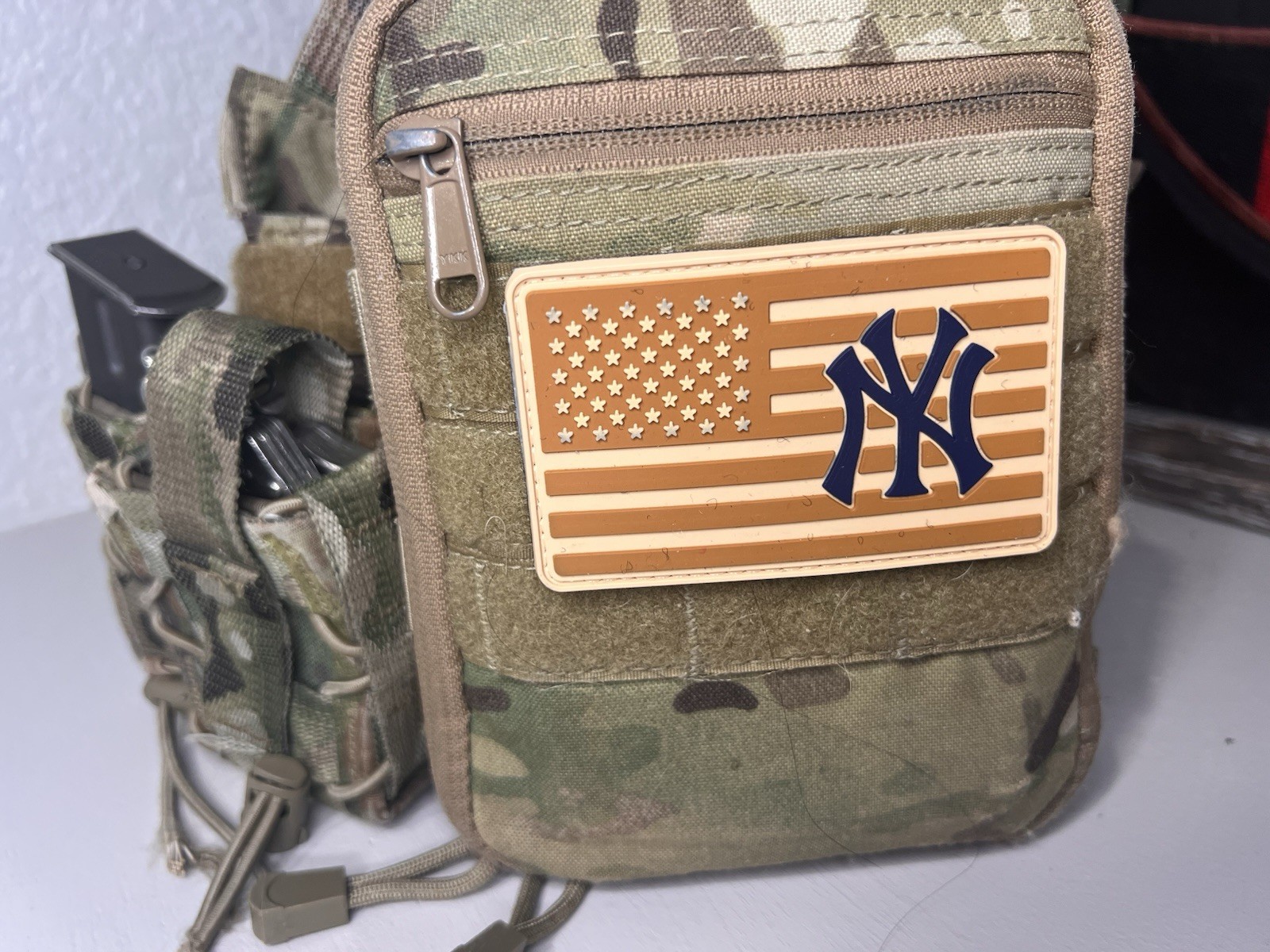 Military Combat American Flag New York Yankees PVC Patch W Vlcro
