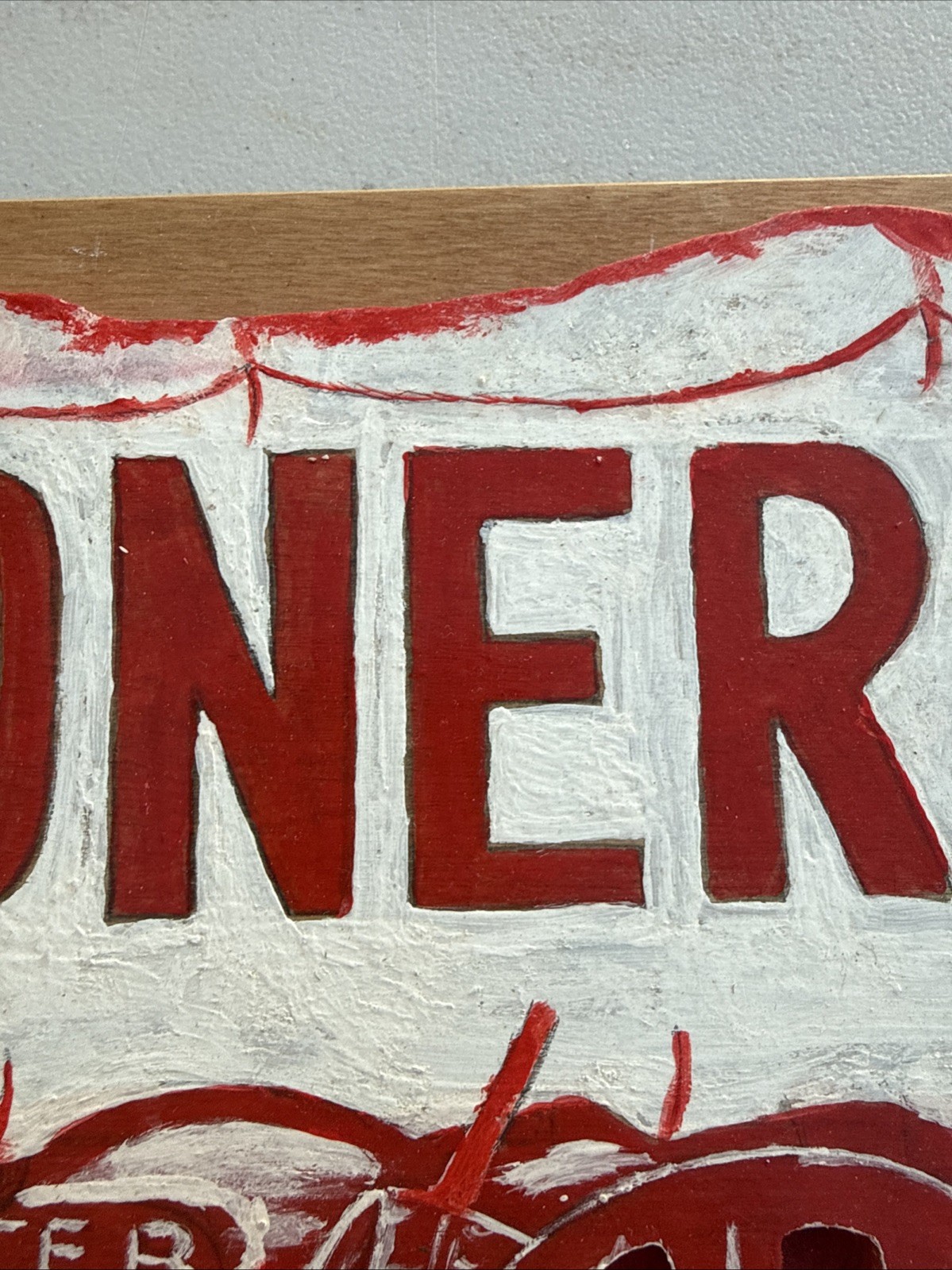 Handmade Oklahoma Sooners Wooden Wheel & Wagon Wall Sign Red & White Painted