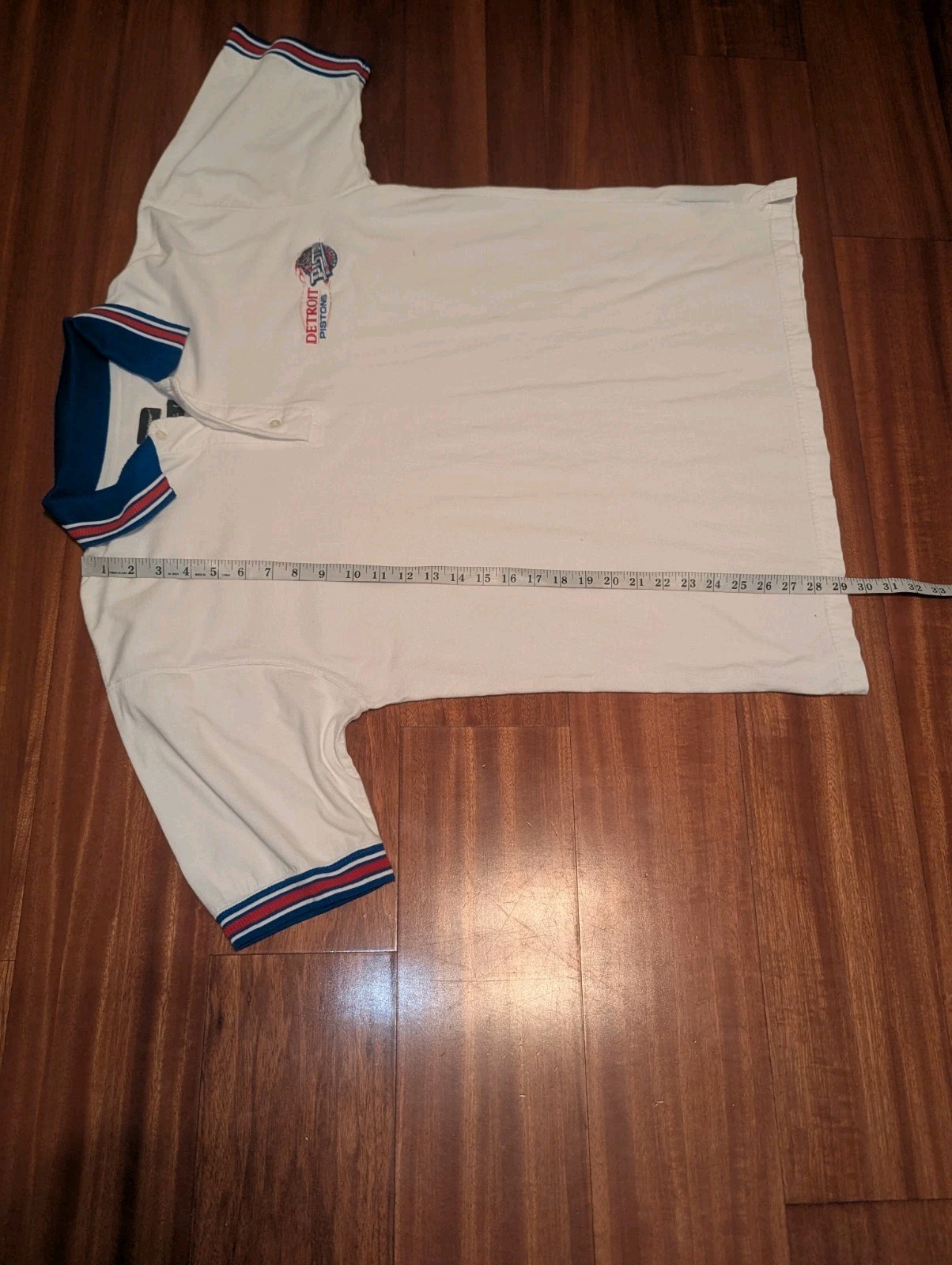 VTG Detroit Pistons Mens Polo Shirt Large Pro Edge Y2K Cotton White Old Logo 90s