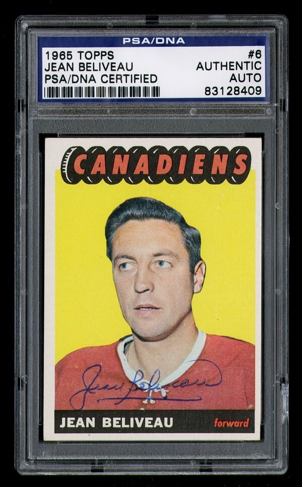 1965 Topps 6 Jean Beliveau PSA Autographed Montreal Canadiens Stanley Cup Champs