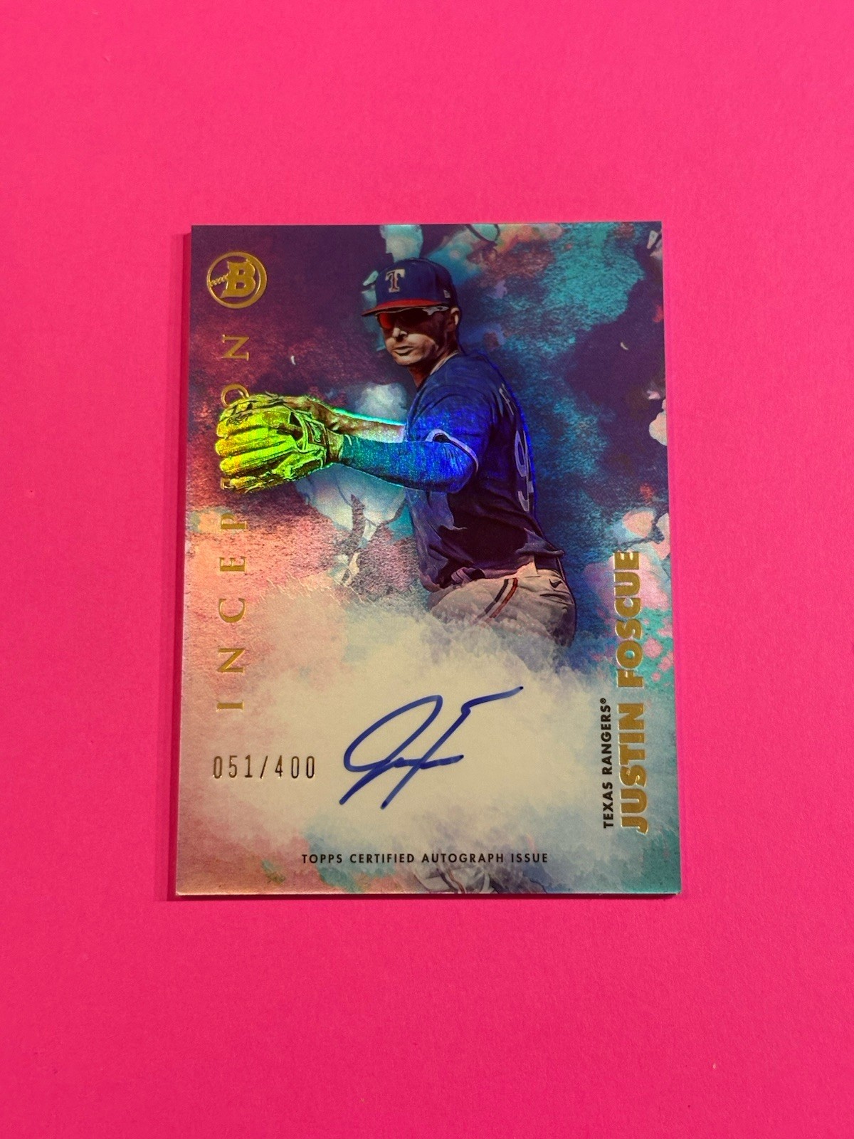 JUSTIN FOSCUE 2021 Bowman Inception Prospect Foil Autograph AUTO /400