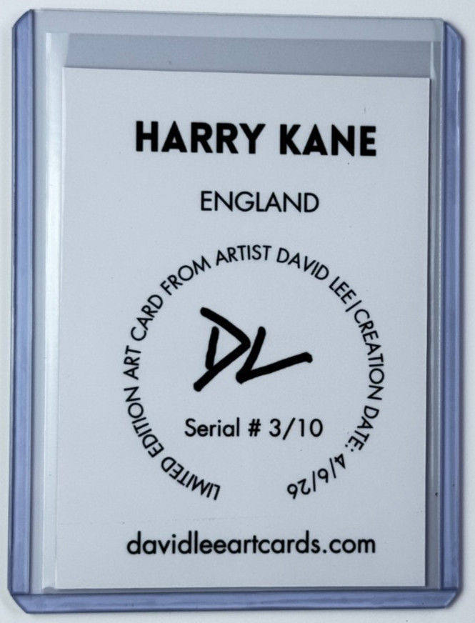 Harry Kane Limited Edition Artist Signed “England” Trading Card 3/10