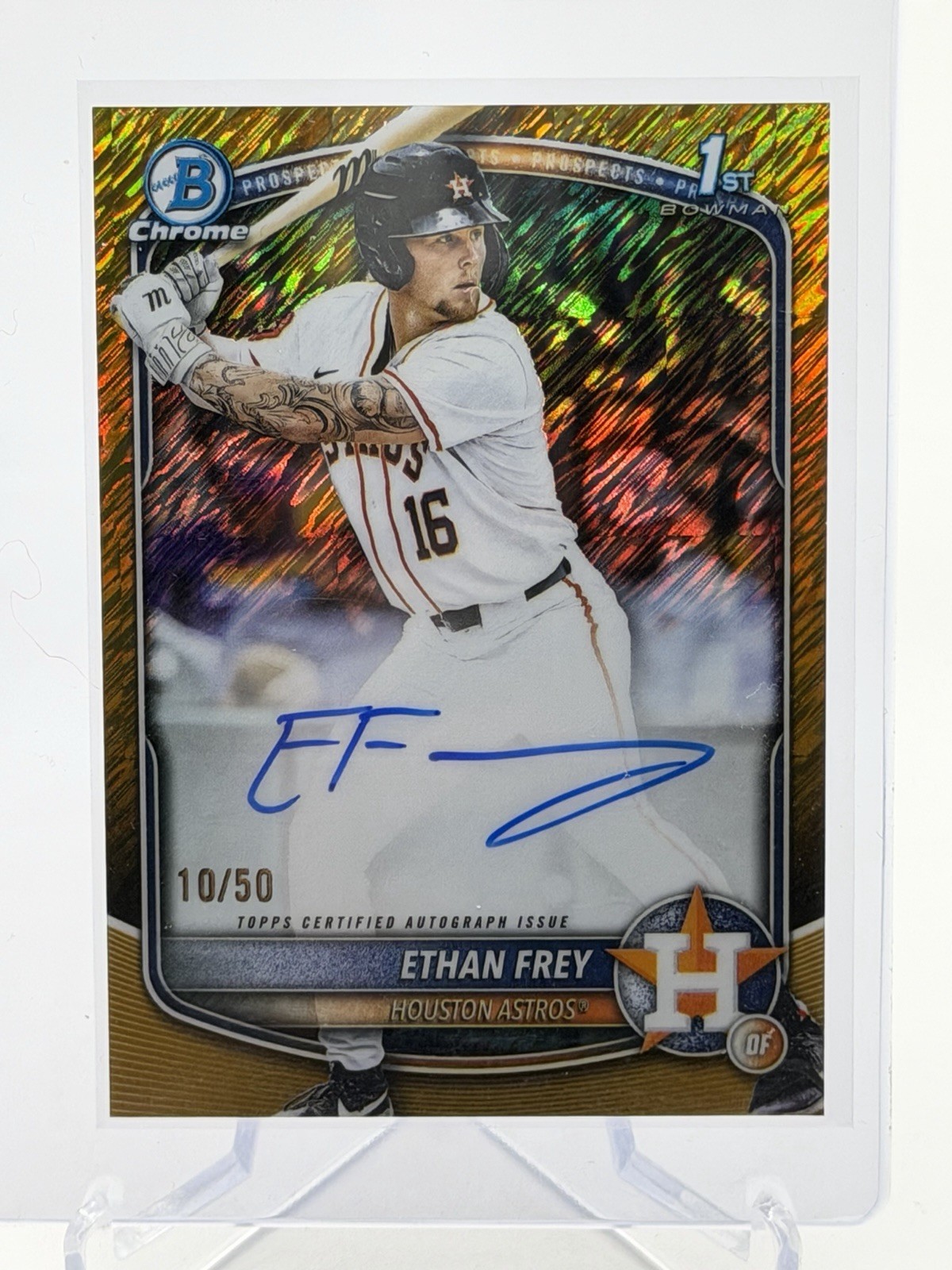 2025 Bowman Chrome Draft Ethan Frey 1st Bowman Auto #CPA-EF Gold Shimmer /50