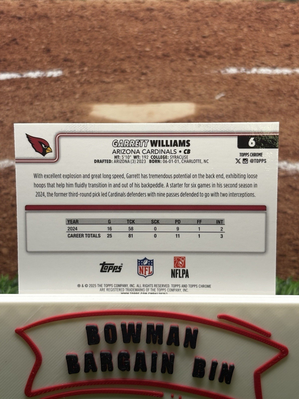 2025 Topps Chrome – Garrett Williams #6 Yellow Wave Refractor /275