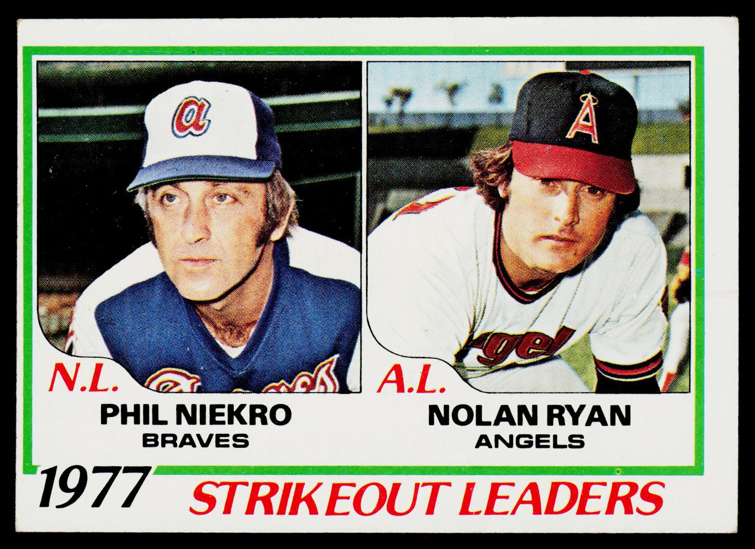 1978 Topps SET-BREAK #206 1977 Strikeout Leaders (Niekro / Ryan) VG (crease)