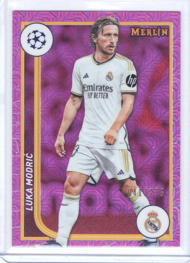 2023-24 Topps Merlin UEFA Luka Modric #106 Real Madrid Pink Mojo /275