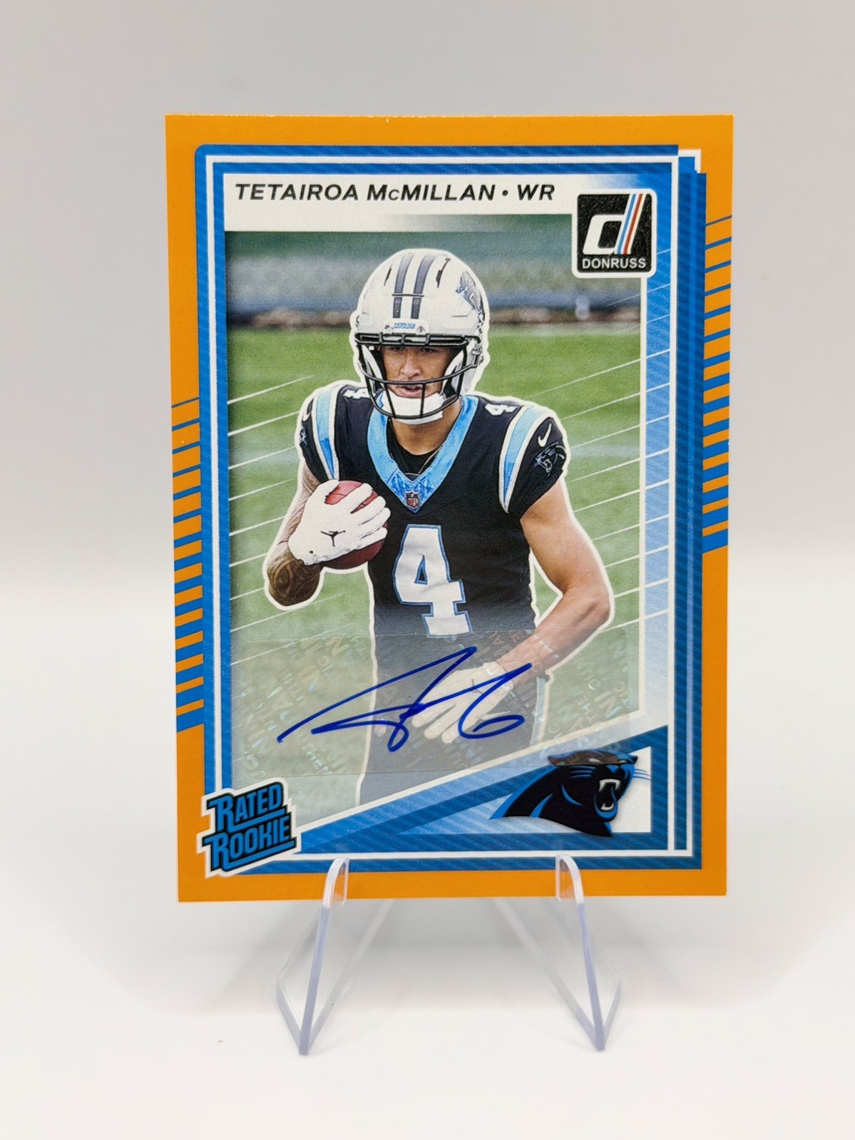 2025 Panini Donruss Rated Rookie Orange Auto Tetairoa McMillan #314 Panthers