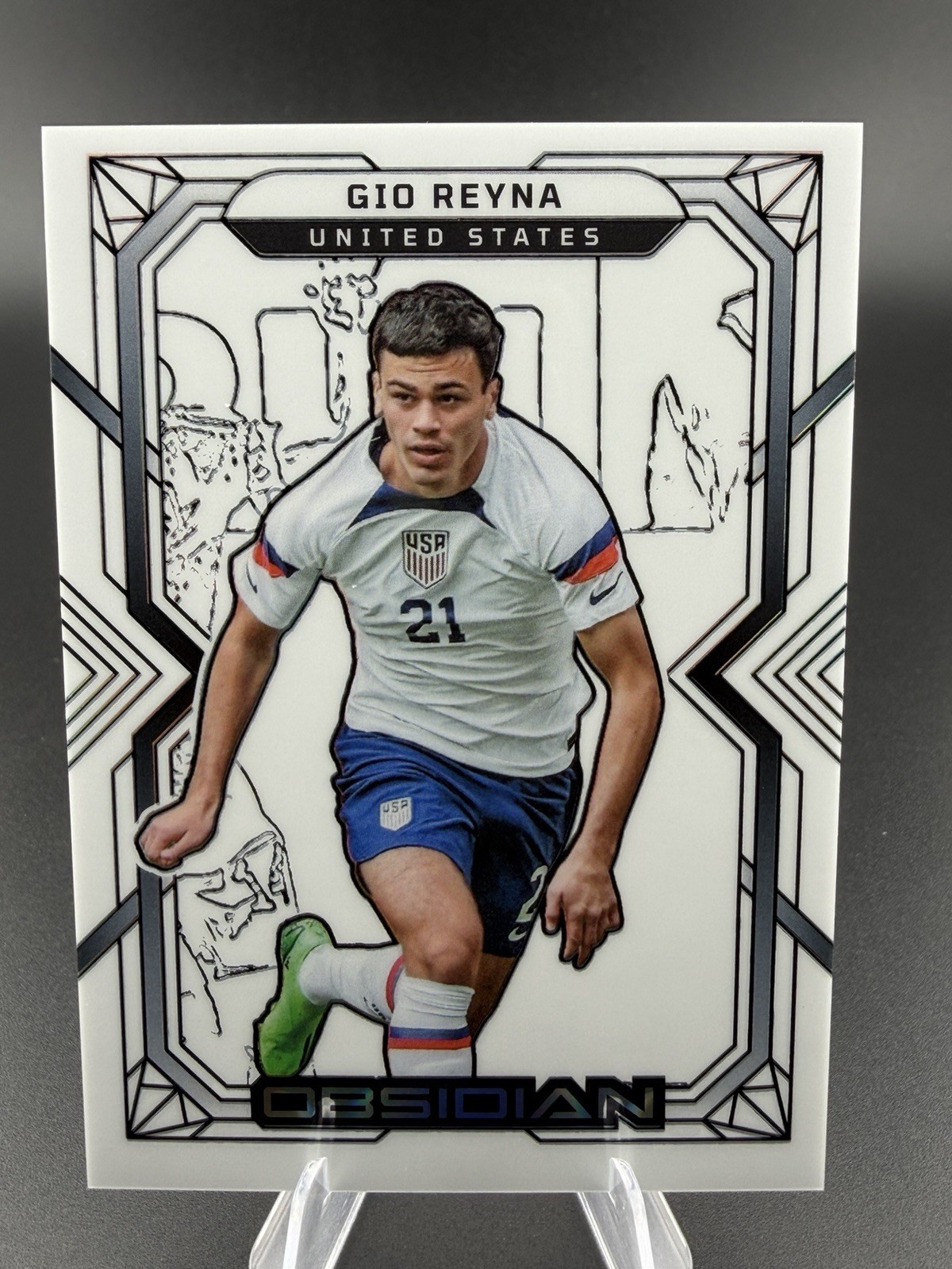 2022-23 panini obsidian Electric Etch Neon White Gio Reyna 9/9 United States