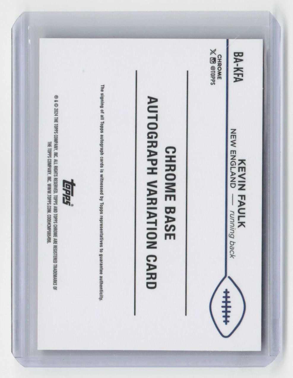 Kevin Faulk 2024 Topps Chrome Autograph Red Wave Refractor BA-KFA 5/5 Bookend A7