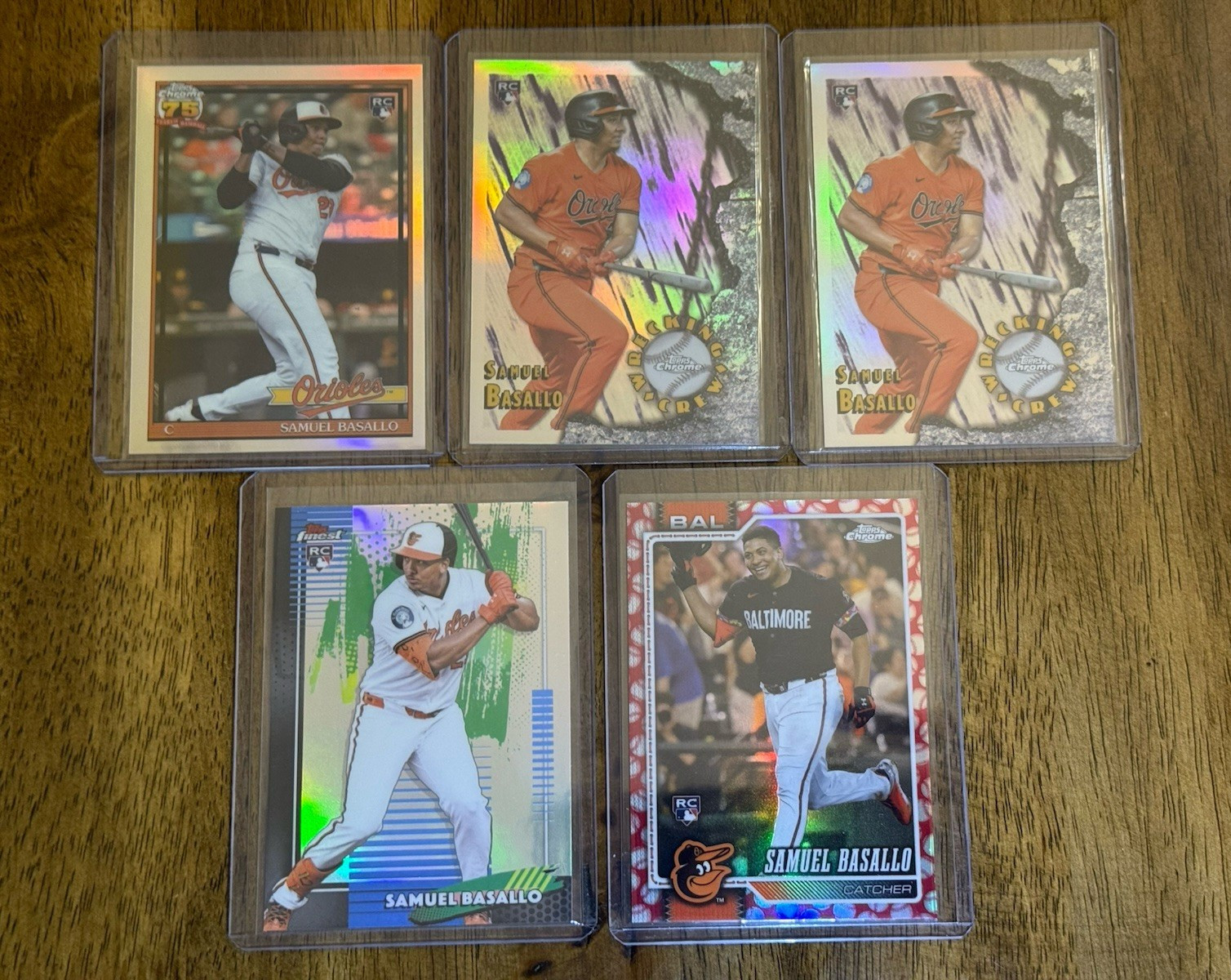 Topps Samuel Basallo Orioles 5-Card Lot 2025 Chrome/Finest RC #WC-24 163