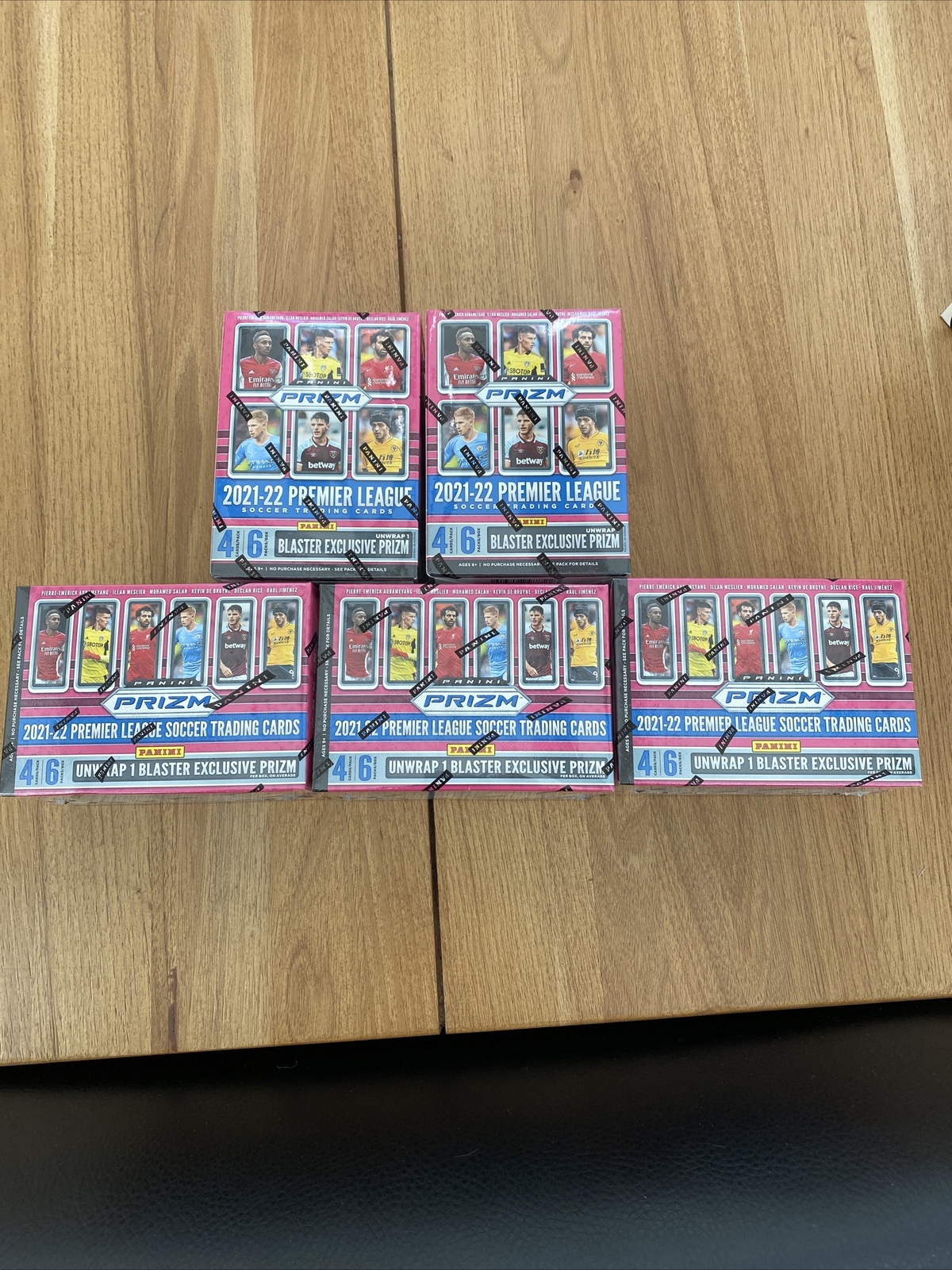 2021-22 Panini Prizm Premier League Soccer Blaster Boxes 5 Box Lot