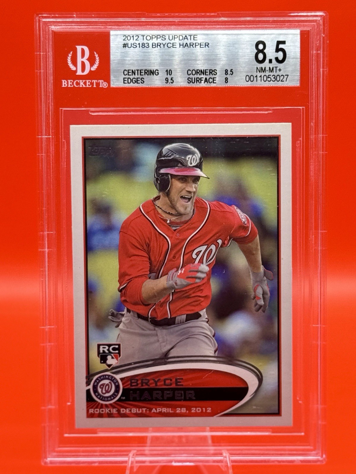 2012 Topps Update Series – Rookie Debut Bryce Harper #US183 (RC) BCCG NM-MT+ 8.5