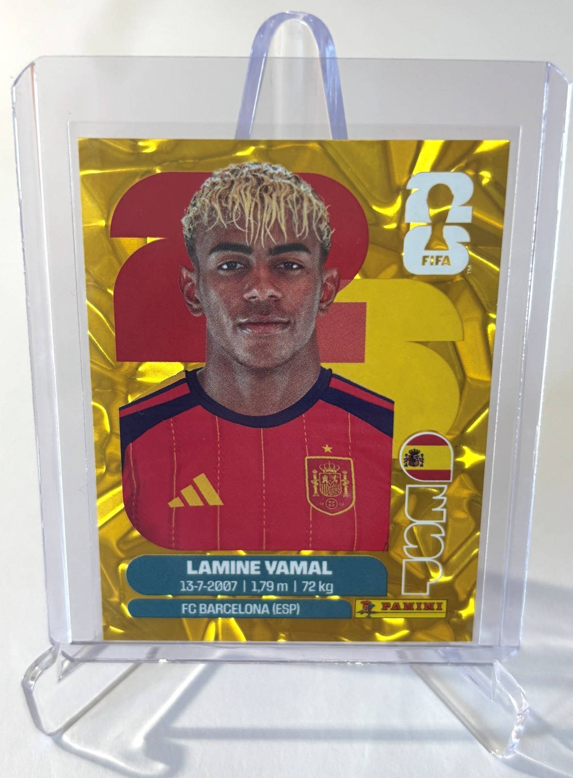 PANINI World Cup 2026 Gold Crumple Sticker ESP15 – Lamine Yamal