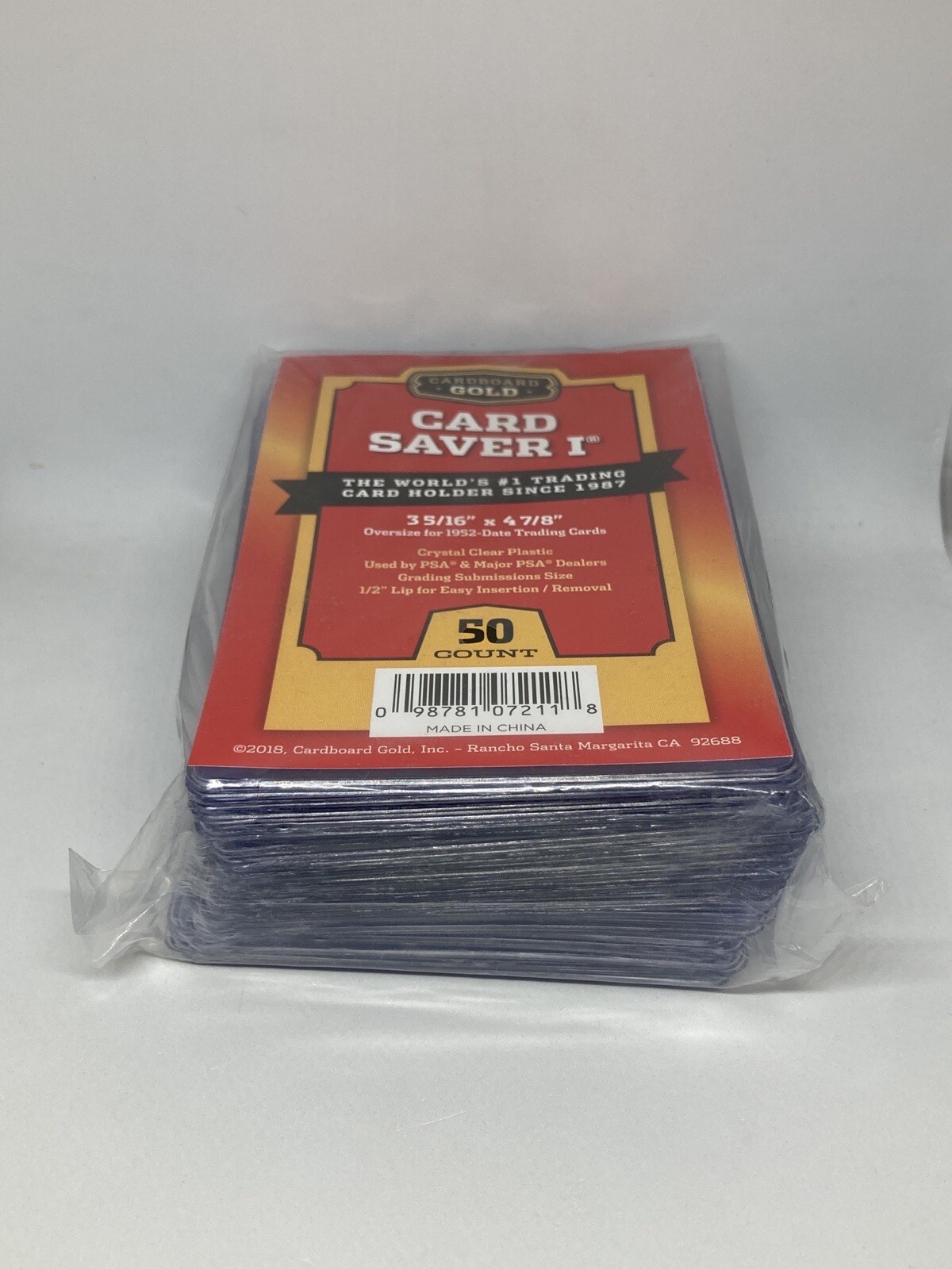 100 Card Saver 1 Semi Rigid Holders AND 100 Soft Penny Sleeves Cardboard Gold