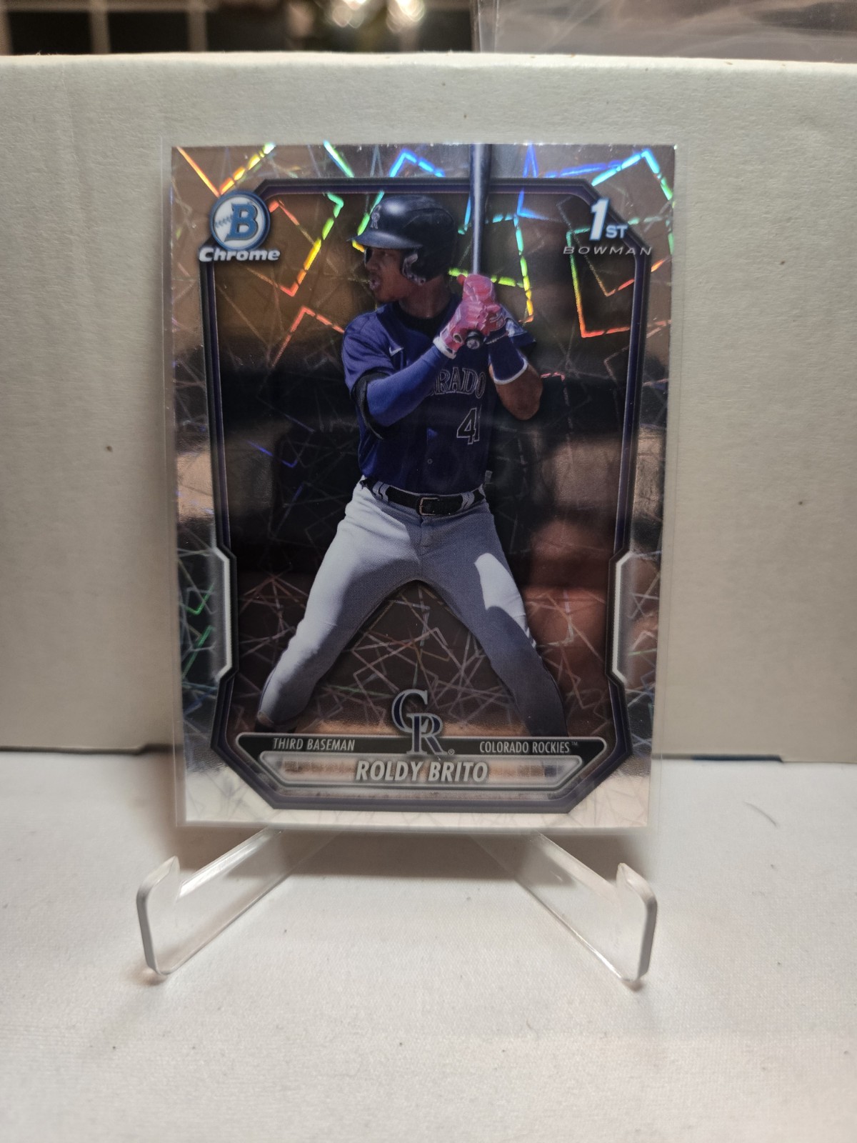 2026 Bowman – Chrome Prospects Roldy Brito #BCP-21 Lazer Refractor (RC) 6b