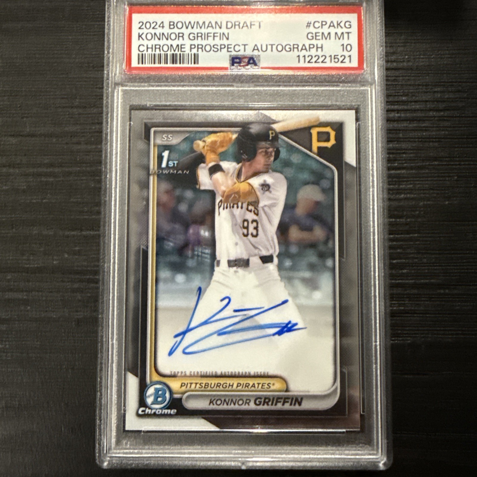 2024 Bowman Draft Konnor Griffin Chrome Auto 1st Prospect #CPA-KG Pirates PSA 10