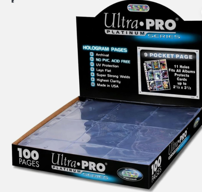 100 Ultra Pro 9-Pocket Platinum Card Storage Pages Sheets trading sports binder