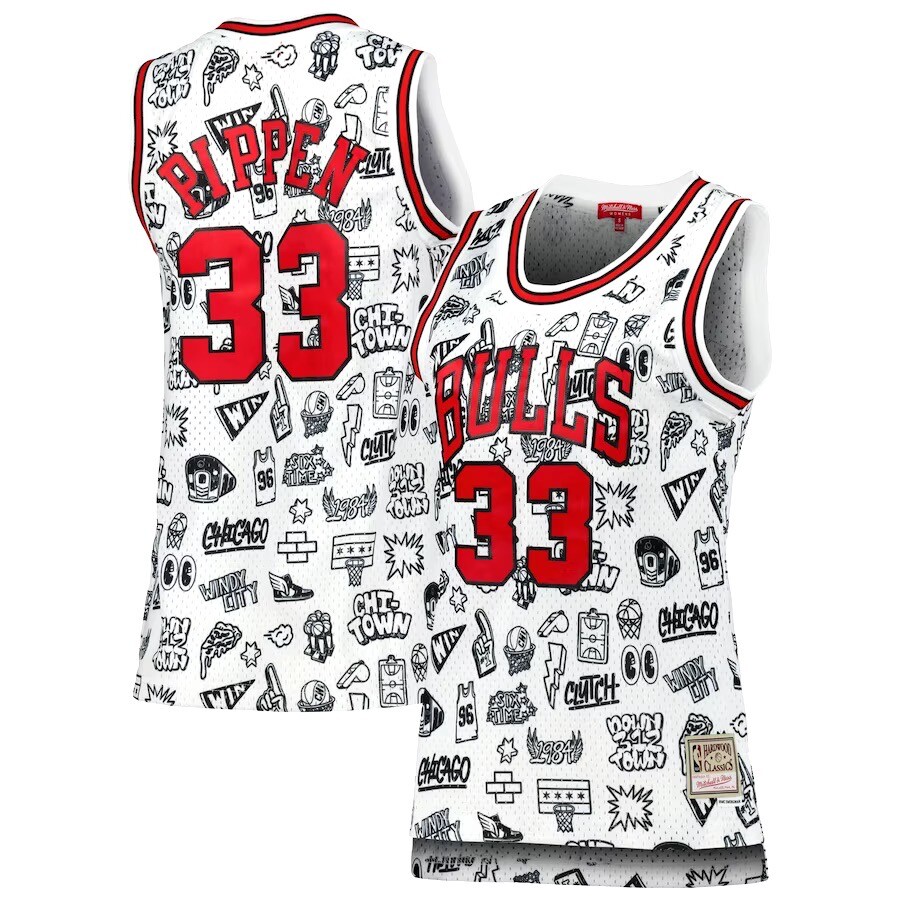 Mitchell & Ness Chicago Bulls Scottie Pippen Doodle Swingman Jersey Womens M
