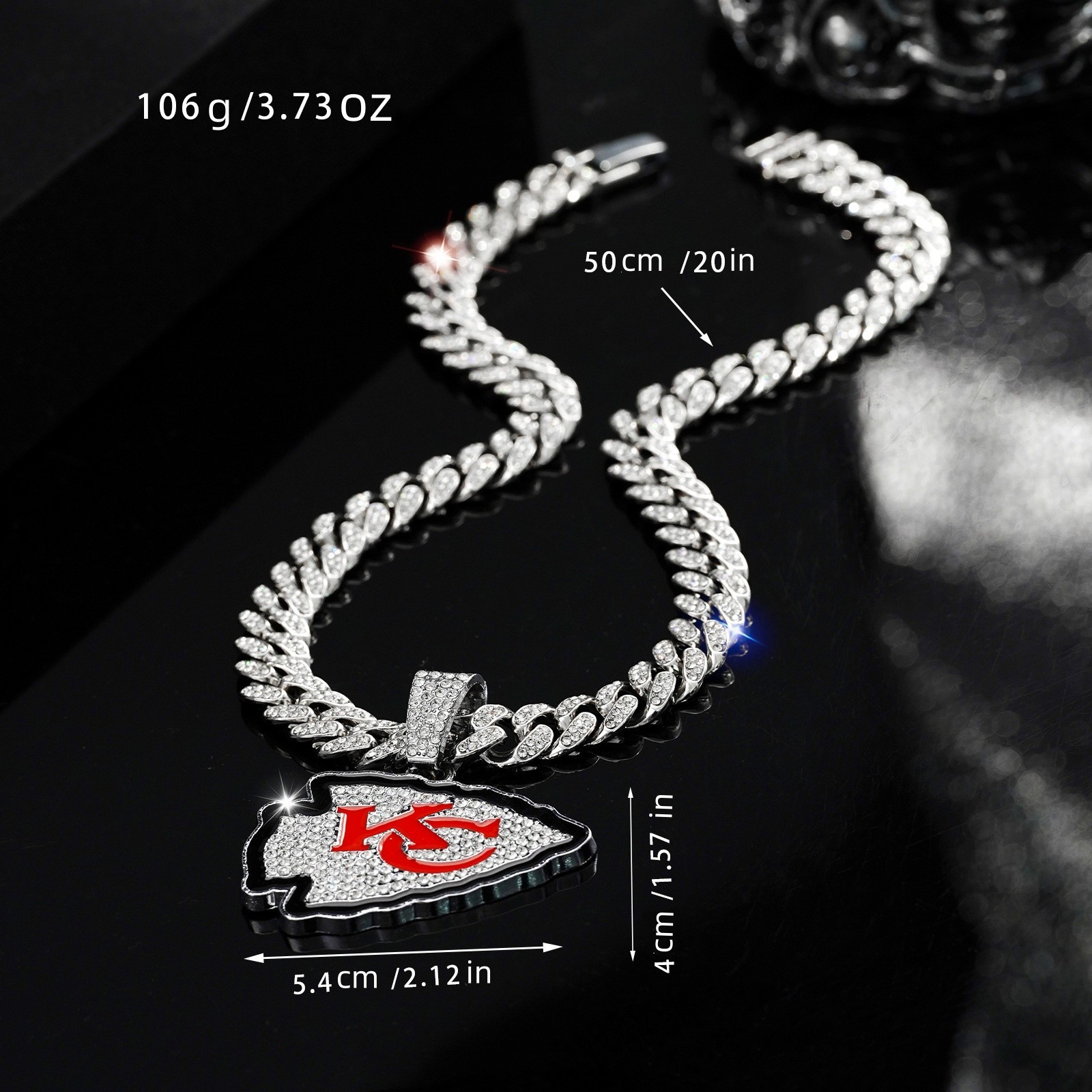 Kansas City Chiefs NFL Men’s Personalized Hip Hop Cuban Chain Necklace