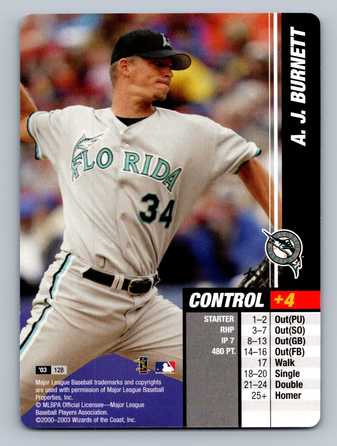 2003 MLB Showdown A.J. Burnett #128