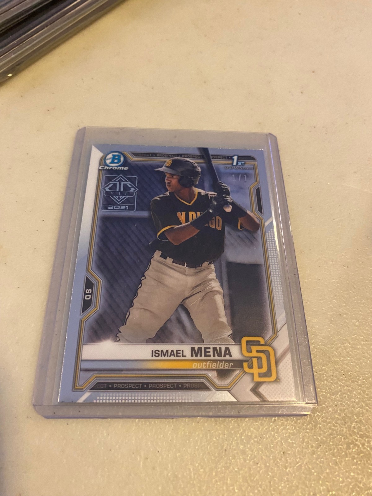 2021 Transcendent VIP Party Ismael Mena Bowman Chrome Prospects 1/1 Padres