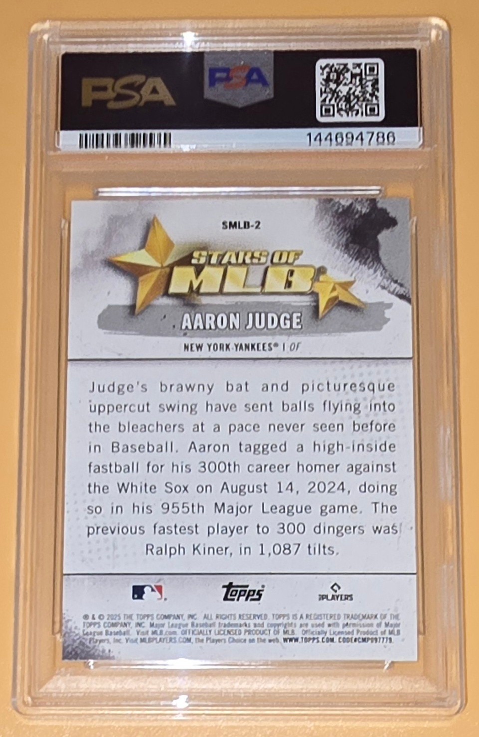 Aaron Judge PSA 10 2025 Topps Stars of MLB SMLB2 New York Yankees Fastest To 300