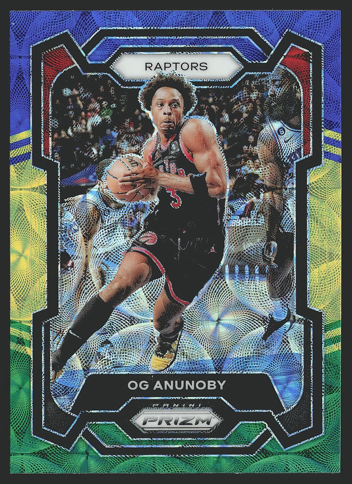 2023-24 Panini Prizm #91 OG Anunoby Prizms Choice Blue Yellow and Green