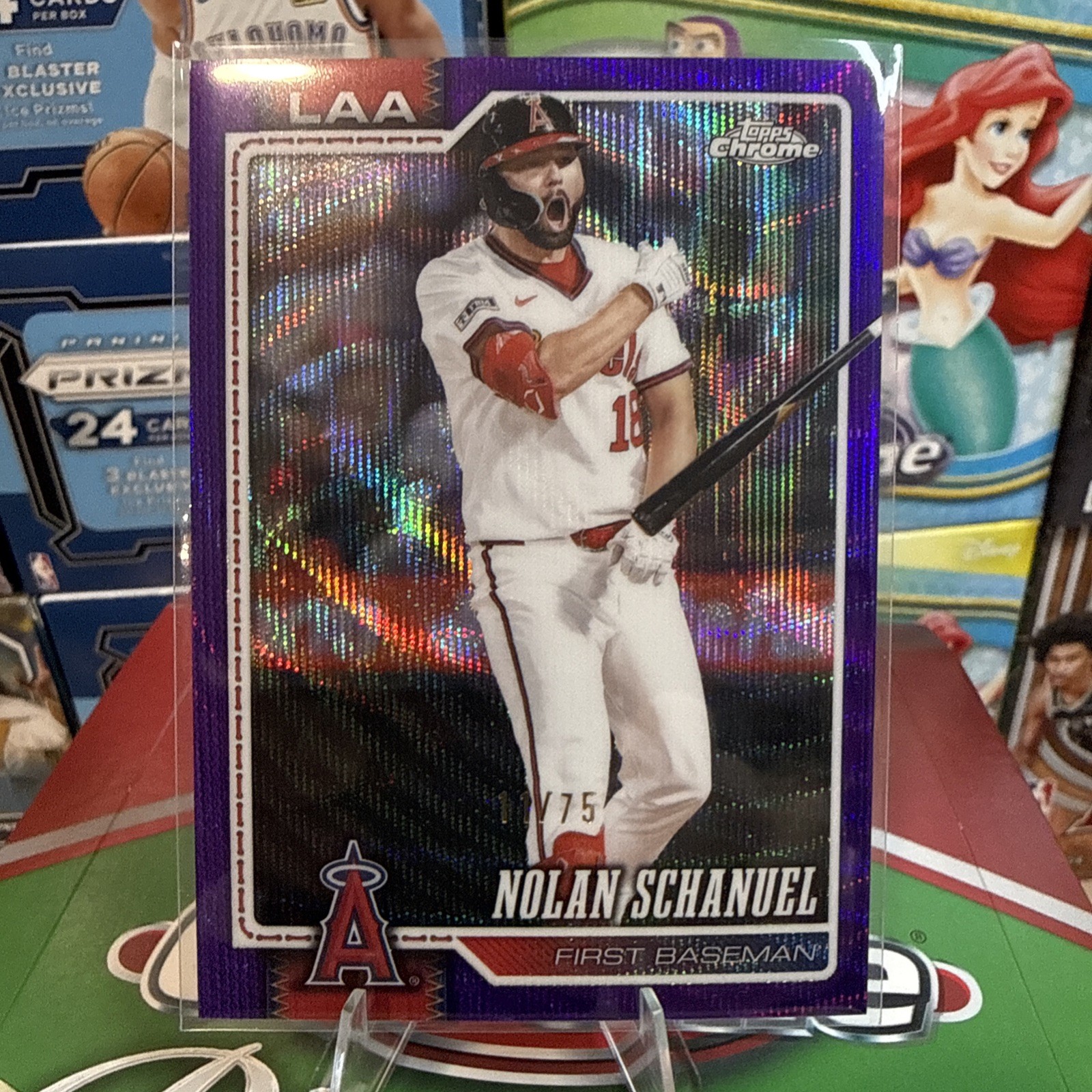 2026 Topps Chrome Nolan Schanuel #94 Purple Wave Refractor /75 Angels