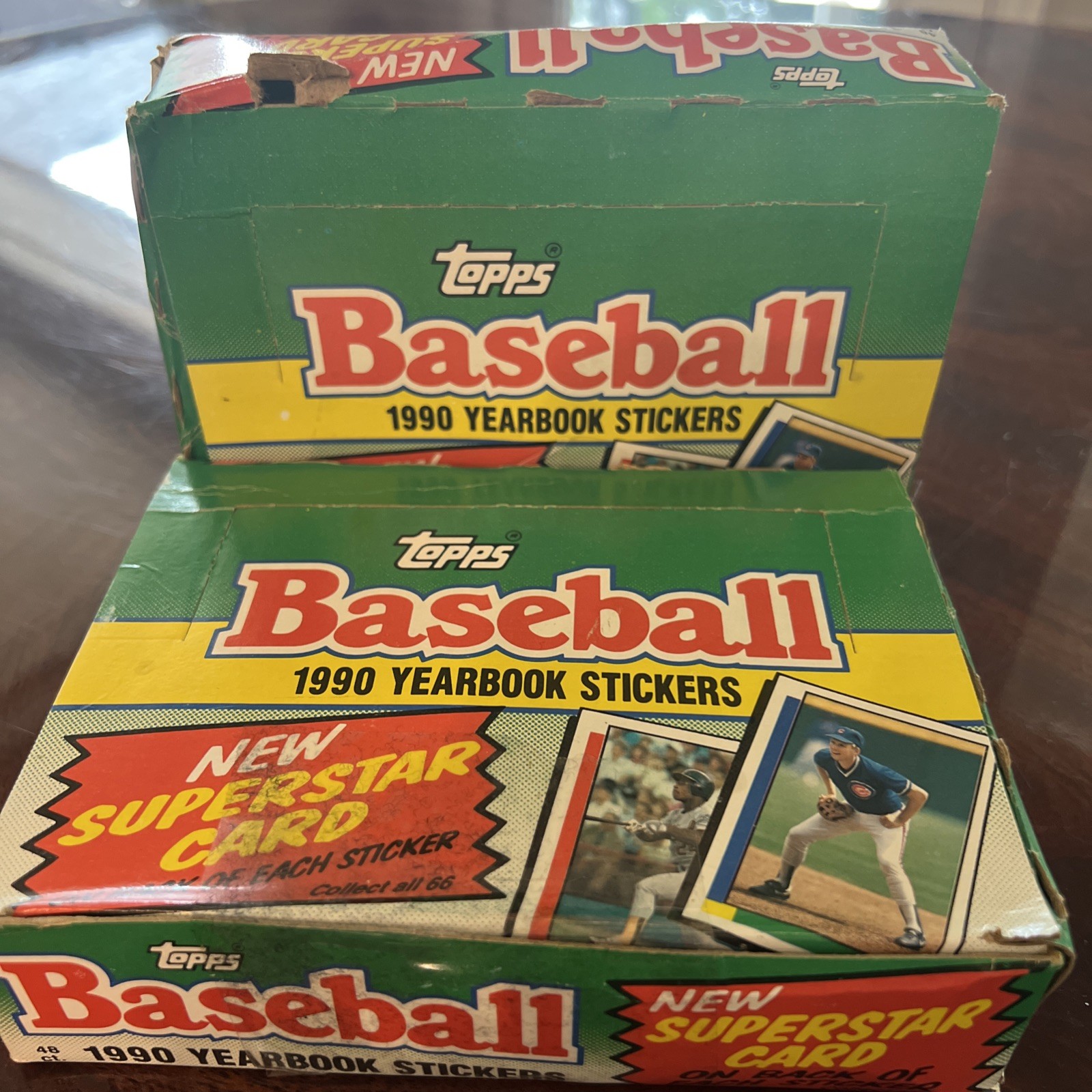 1990 & 1990 Tops Yearbook Sticker Boxes, 48 ct In Each Box