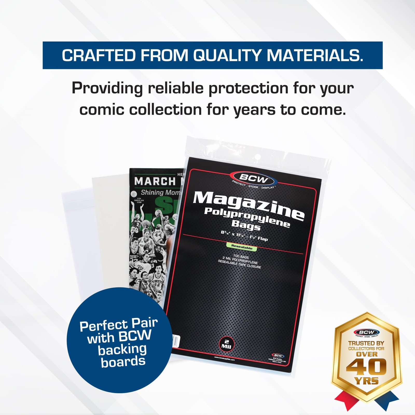 Resealable Magazine Bags – 1 Pack of 100 | Acid-Free, Clear Polypropylene Sle…