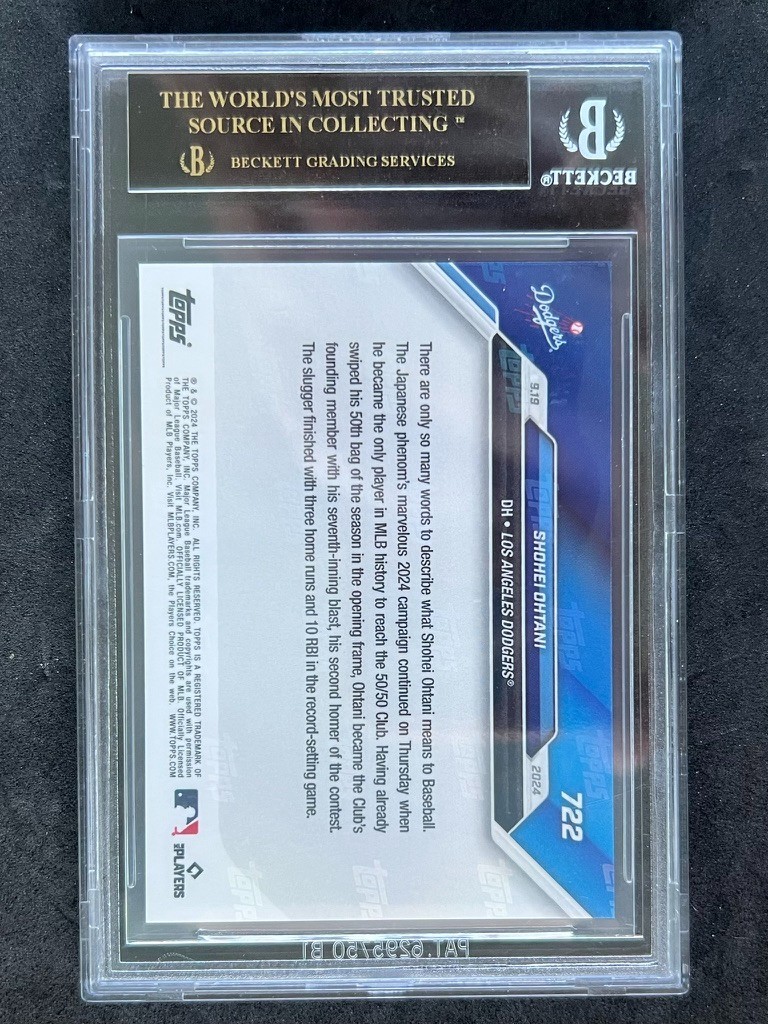 BGS 10 Black Label Pristine – 2024 Topps Now – Shohei Ohtani #722 – 50/50