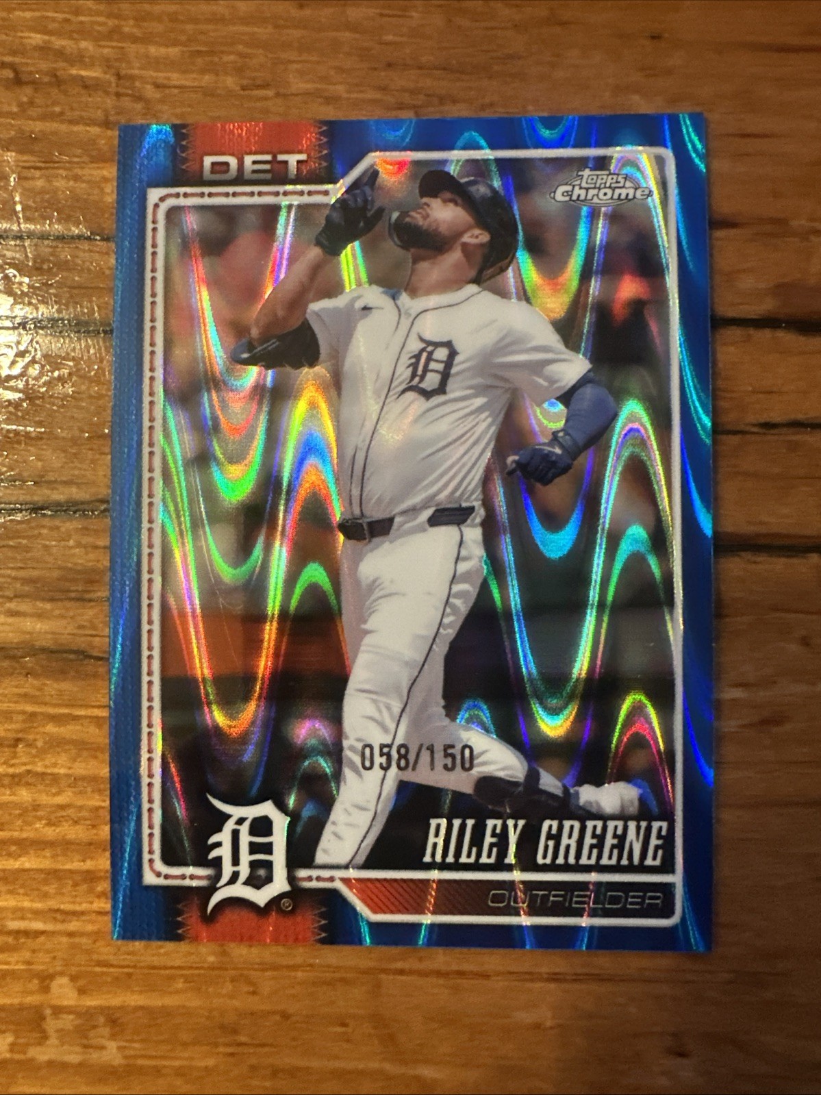 2026 Topps Chrome Riley Greene #180 Blue RayWave Refractor 58/150 Detroit Tigers