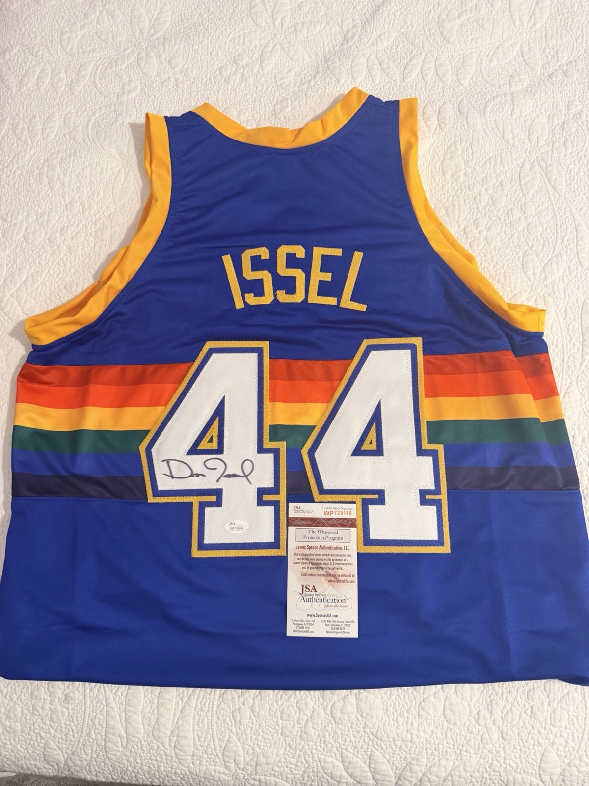 DAN ISSEL #44 SIGNED XL CUSTOM DENVER NUGGET JERSEY JSA COA