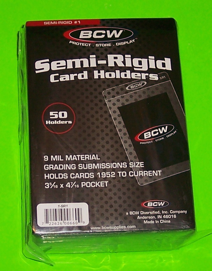 200 SEMI-RIGID CARD HOLDER #1 FOR TRADING CARDS, GRADING SUBMISSION SIZE SR1