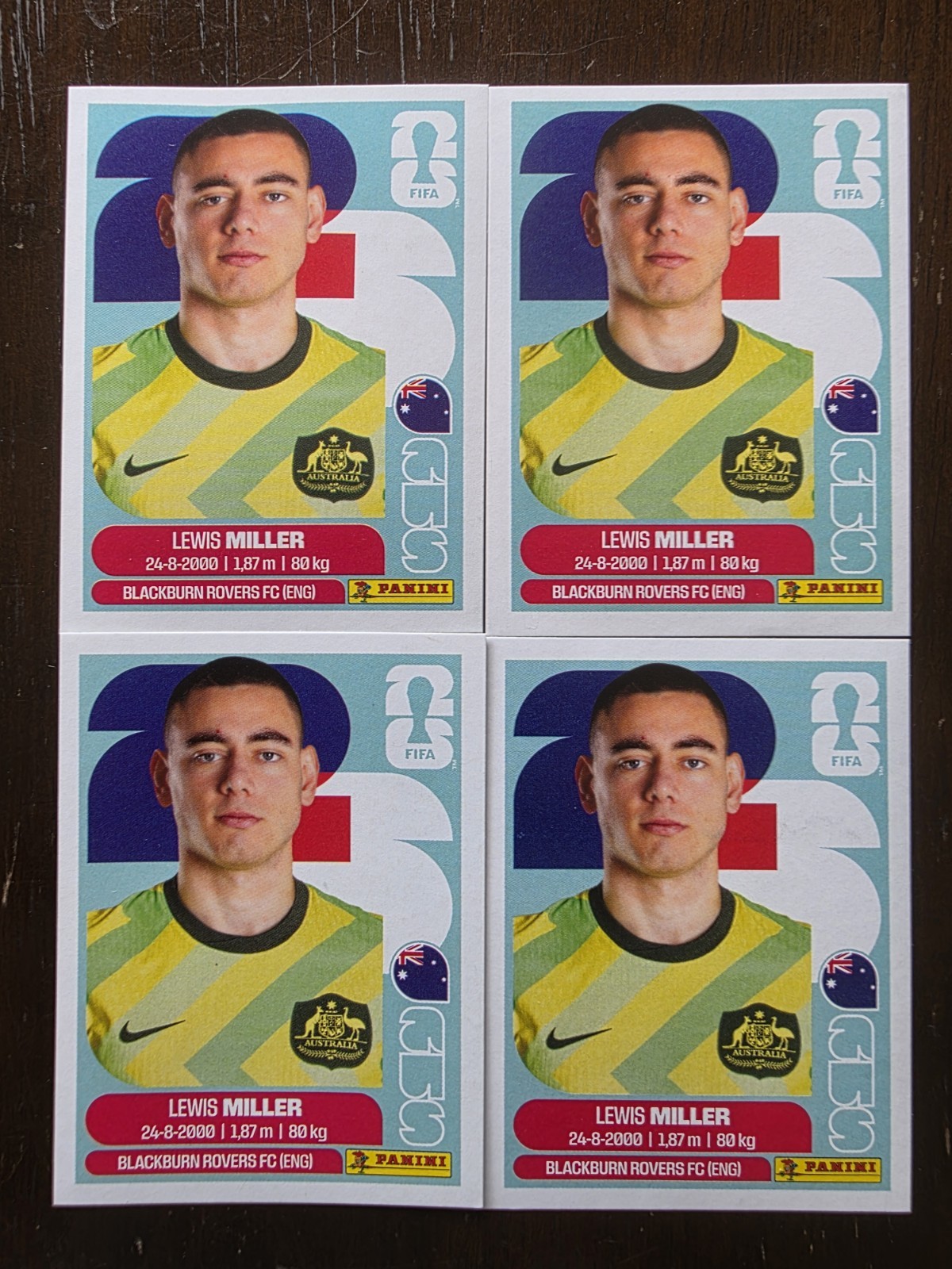 4x 2026 Panini FIFA World Cup Sticker Lewis Millet Australia #AUS 9