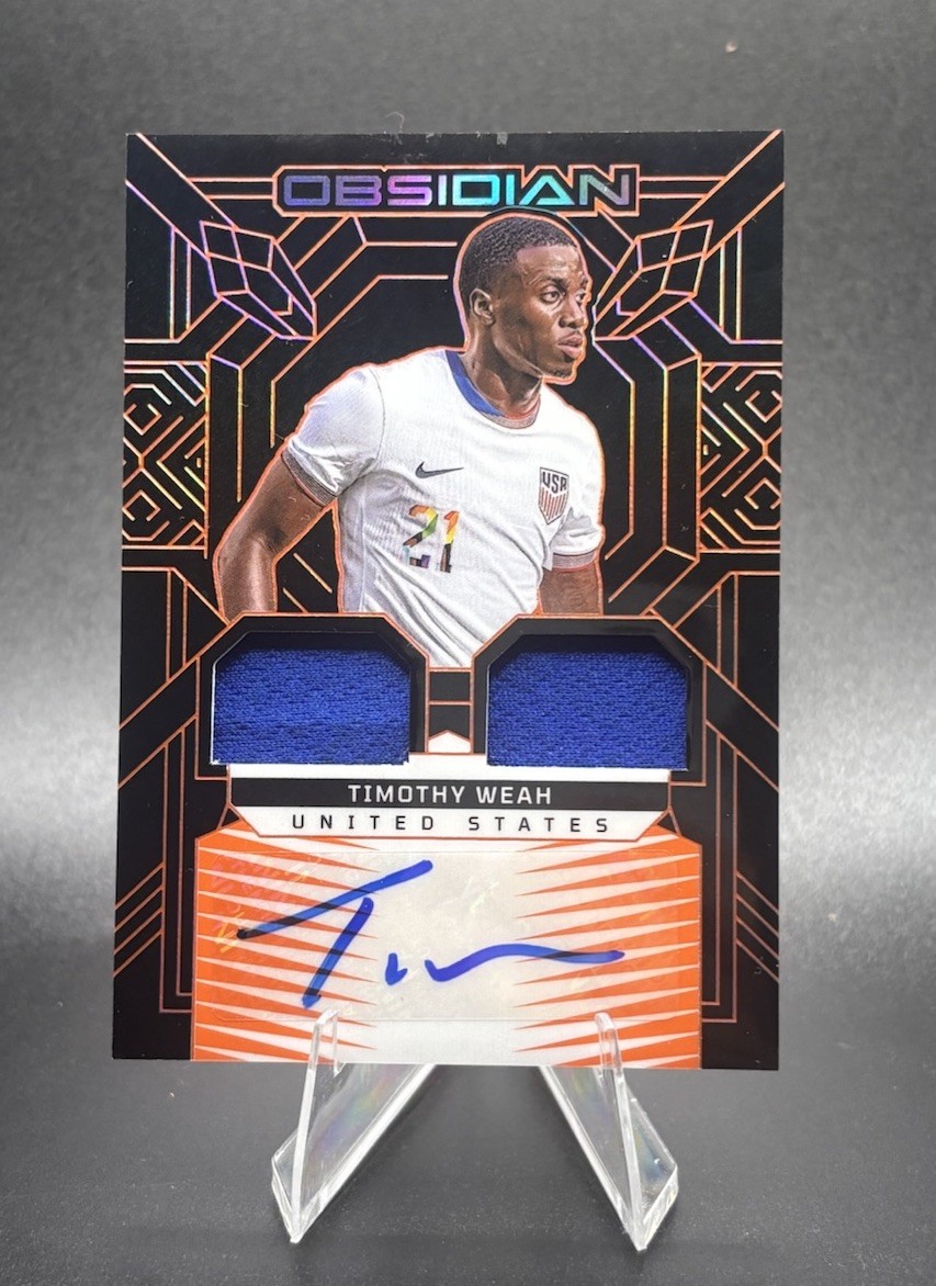2024 Panini Obsidian Soccer Timothy Weah Orange Patch Auto /25 USMNT DJ-TW