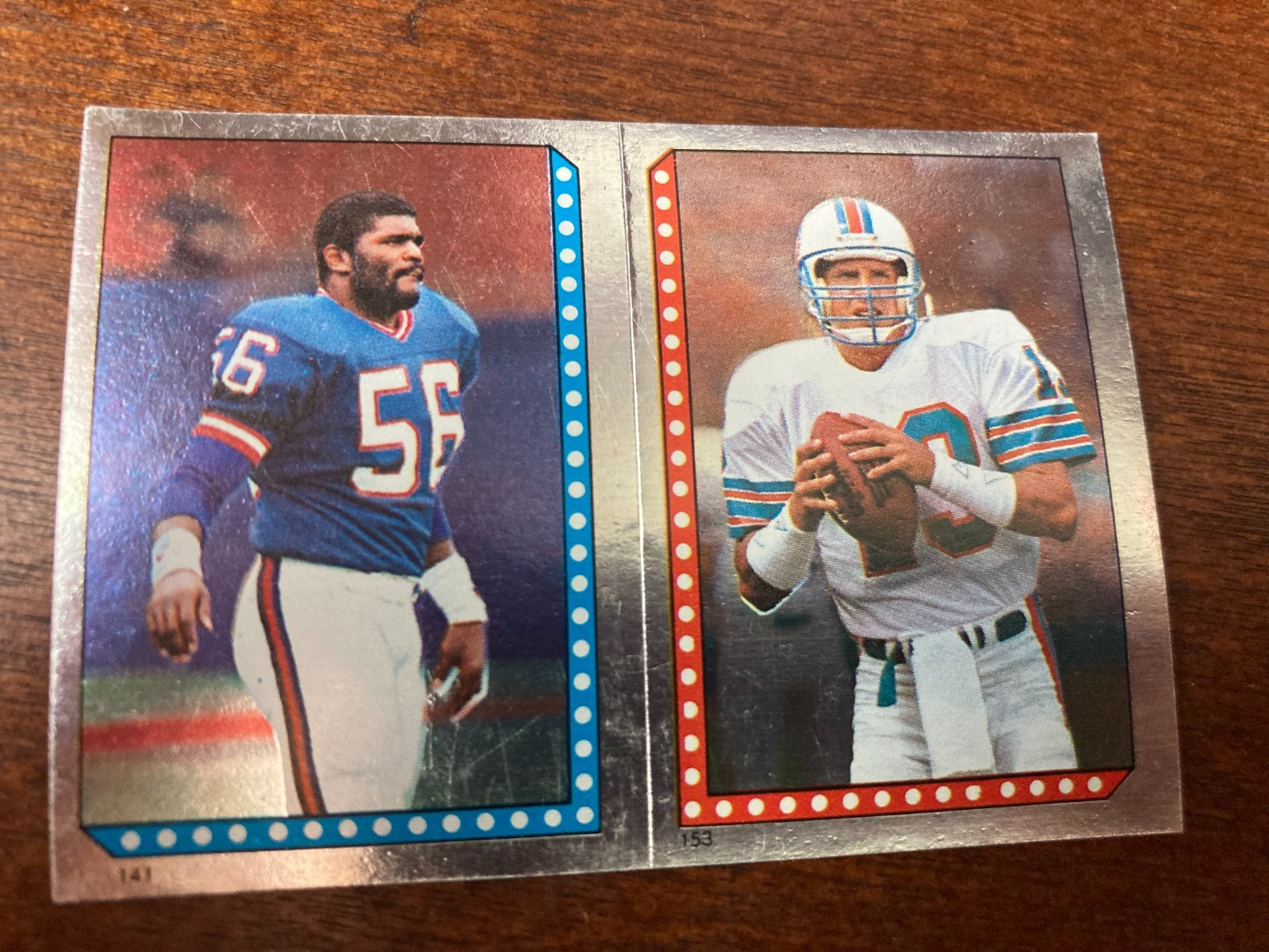 1985 Topps Football Super Sticker Dan Marino Lawrence Taylor